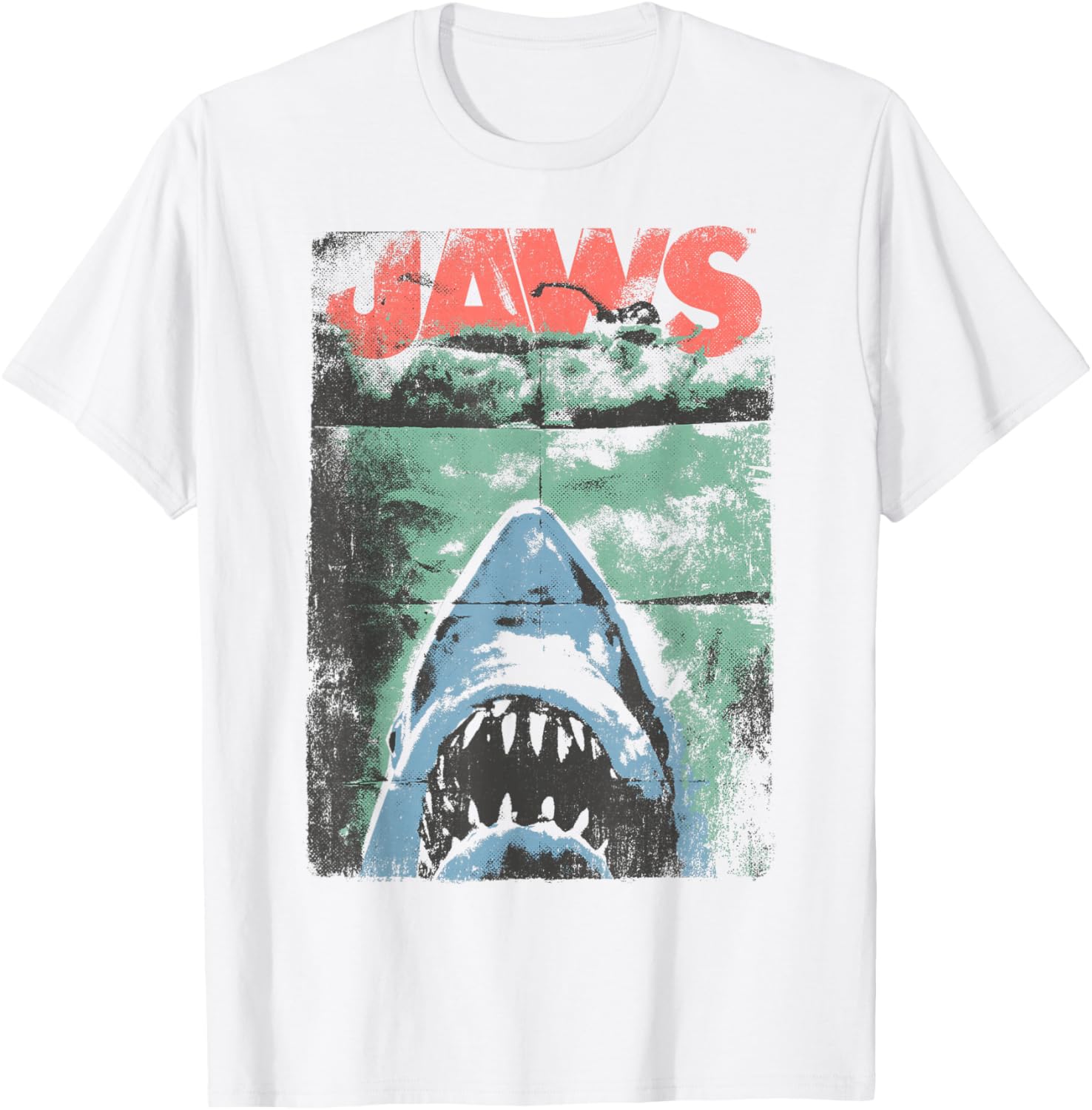 Jaws Distressed Retro Movie Poster Graphic T-Shirt for Shark Lovers - 2