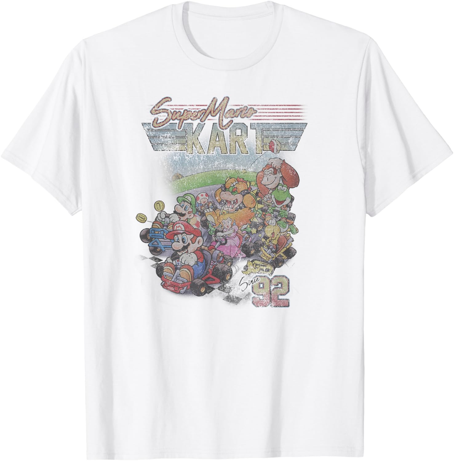 Mario Kart Vintage 92 Distressed Nintendo Tee for Gamers and Fans - 3