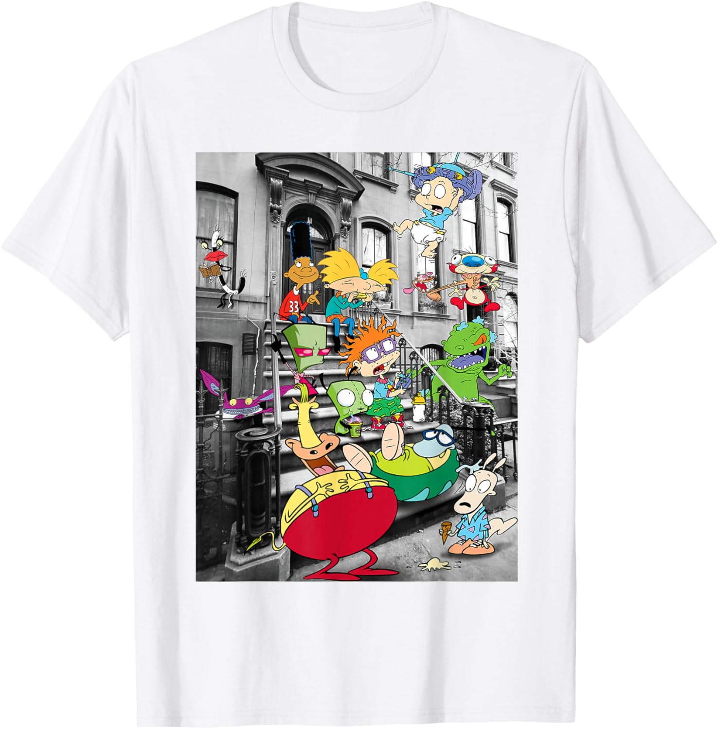 Nickelodeon Classic Nicktoons Hanging On Stoop T-Shirt for Fans - 5