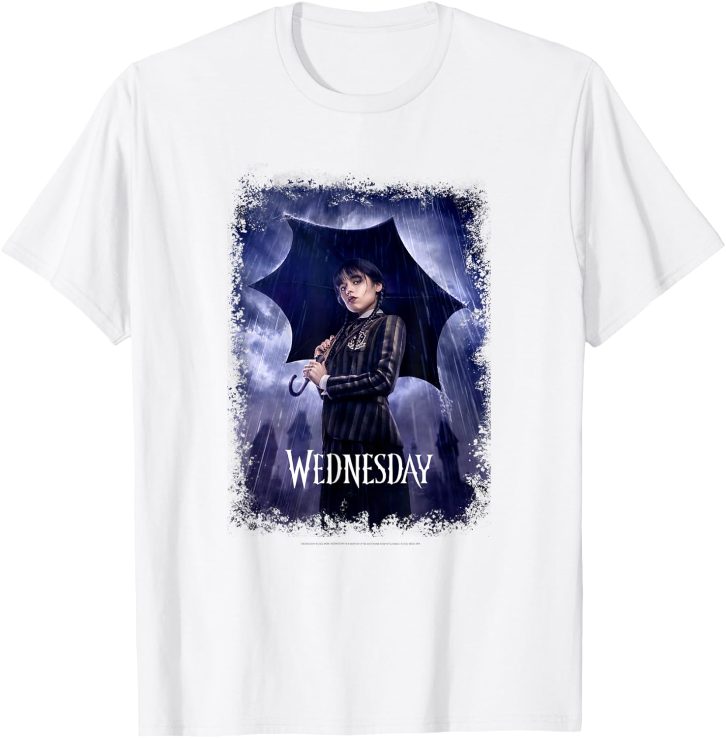 Wednesday Black Umbrella Rain Portrait T-Shirt for Fashion Lovers - 10