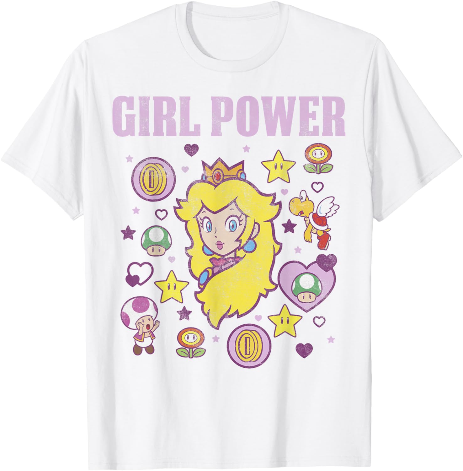 Nintendo Super Mario Peach Girl Power Icons Graphic T-Shirt for Women - 7