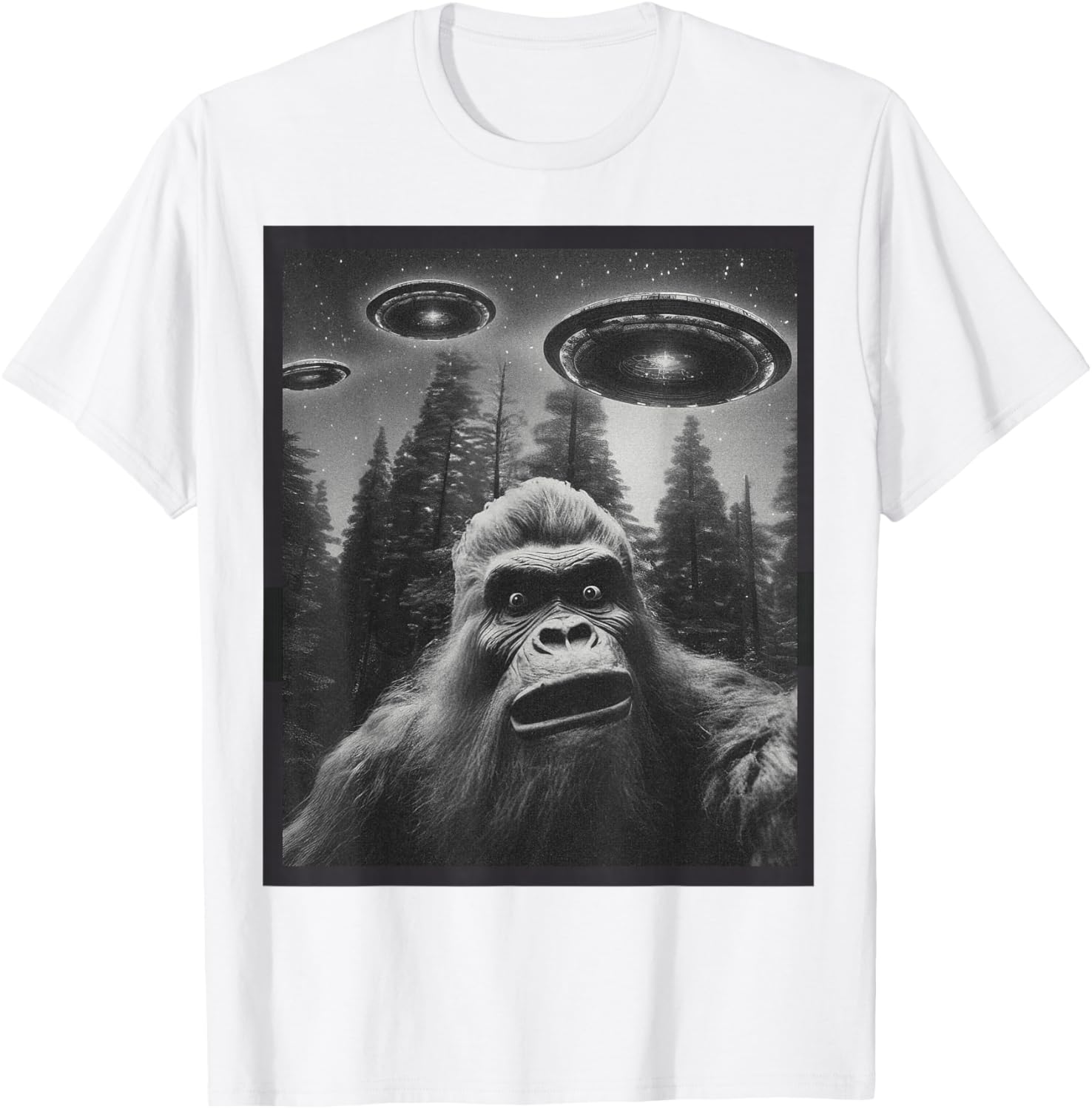 Funny Bigfoot Alien Cat Graphic Tee for Men and Women - Unique T-Shirt - 24
