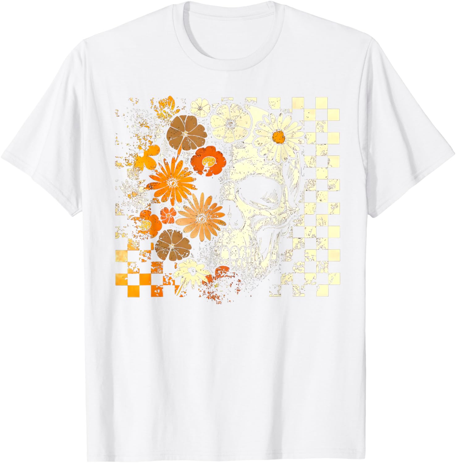 Boho Floral Skull Halloween T-Shirt for Girls and Women - Trendy Style - 10