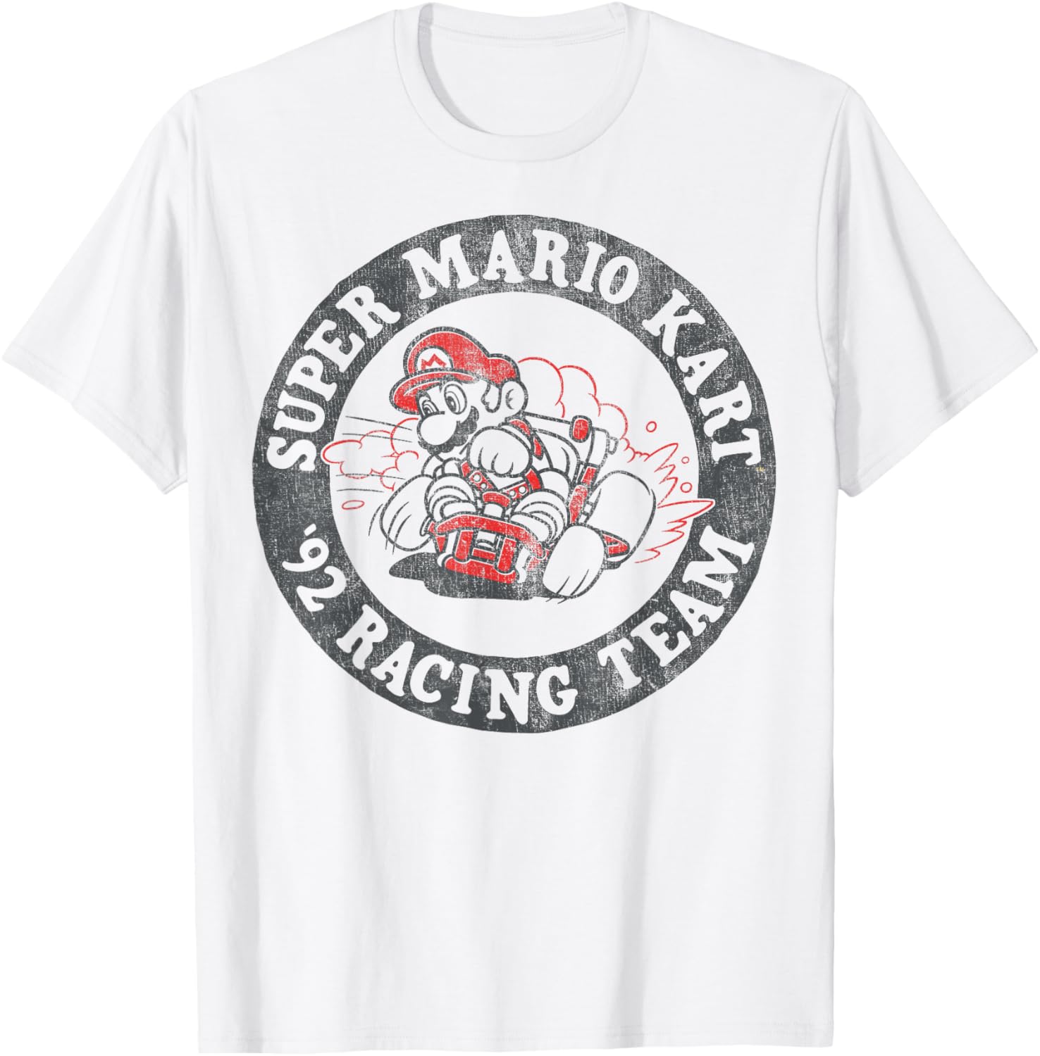 Super Mario Kart 92 Racing Team Distressed Logo T-Shirt for Fans - 2