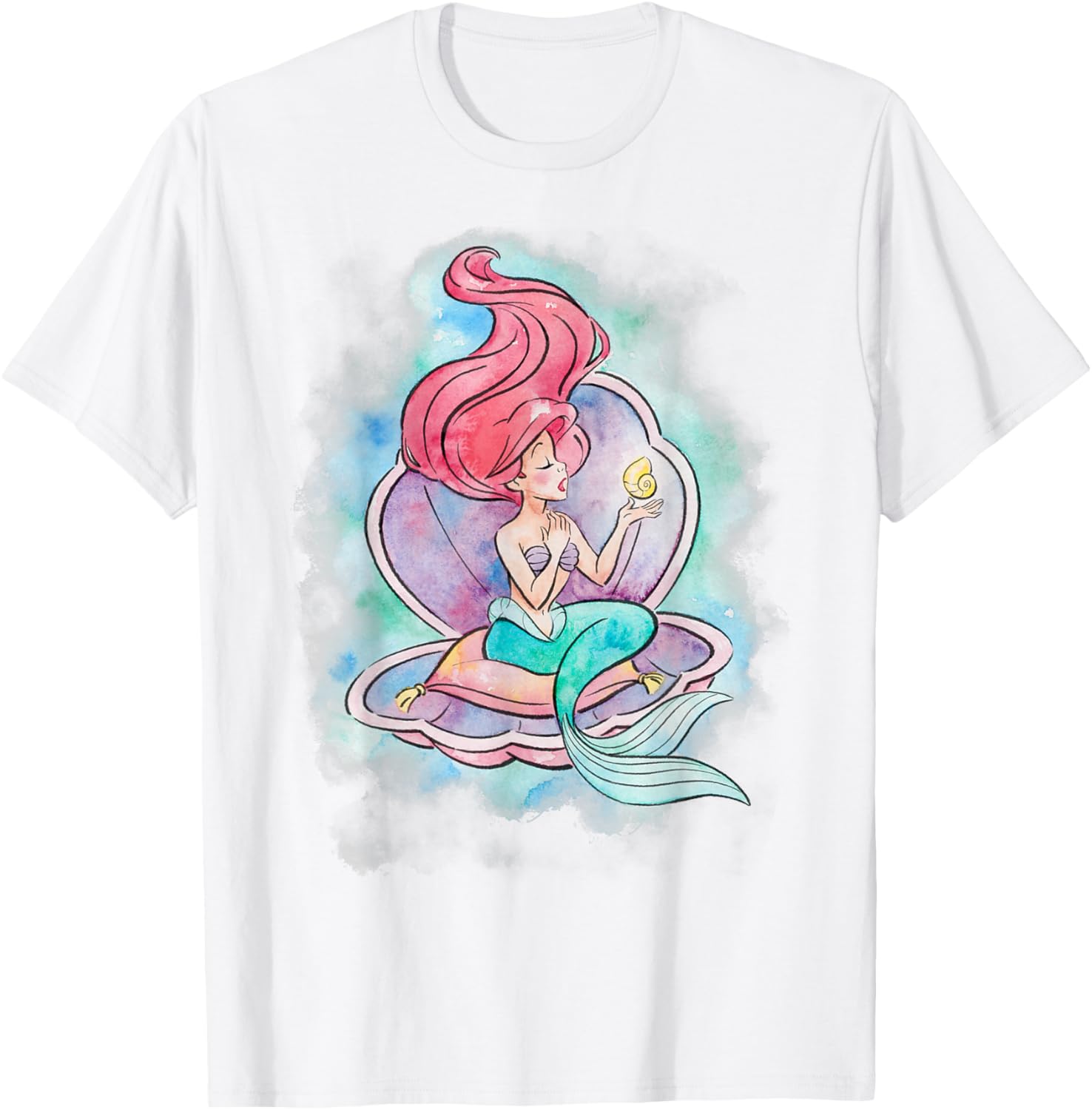 Disney The Little Mermaid Ariel Watercolor Shell T-Shirt for Fans - 8