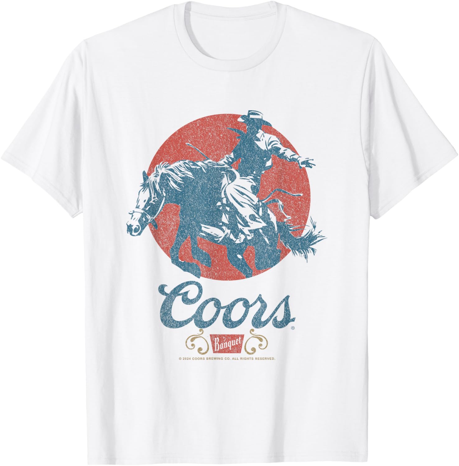 Coors Longhorn Banquet Vintage Rodeo Label T-Shirt for Casual Style - 2