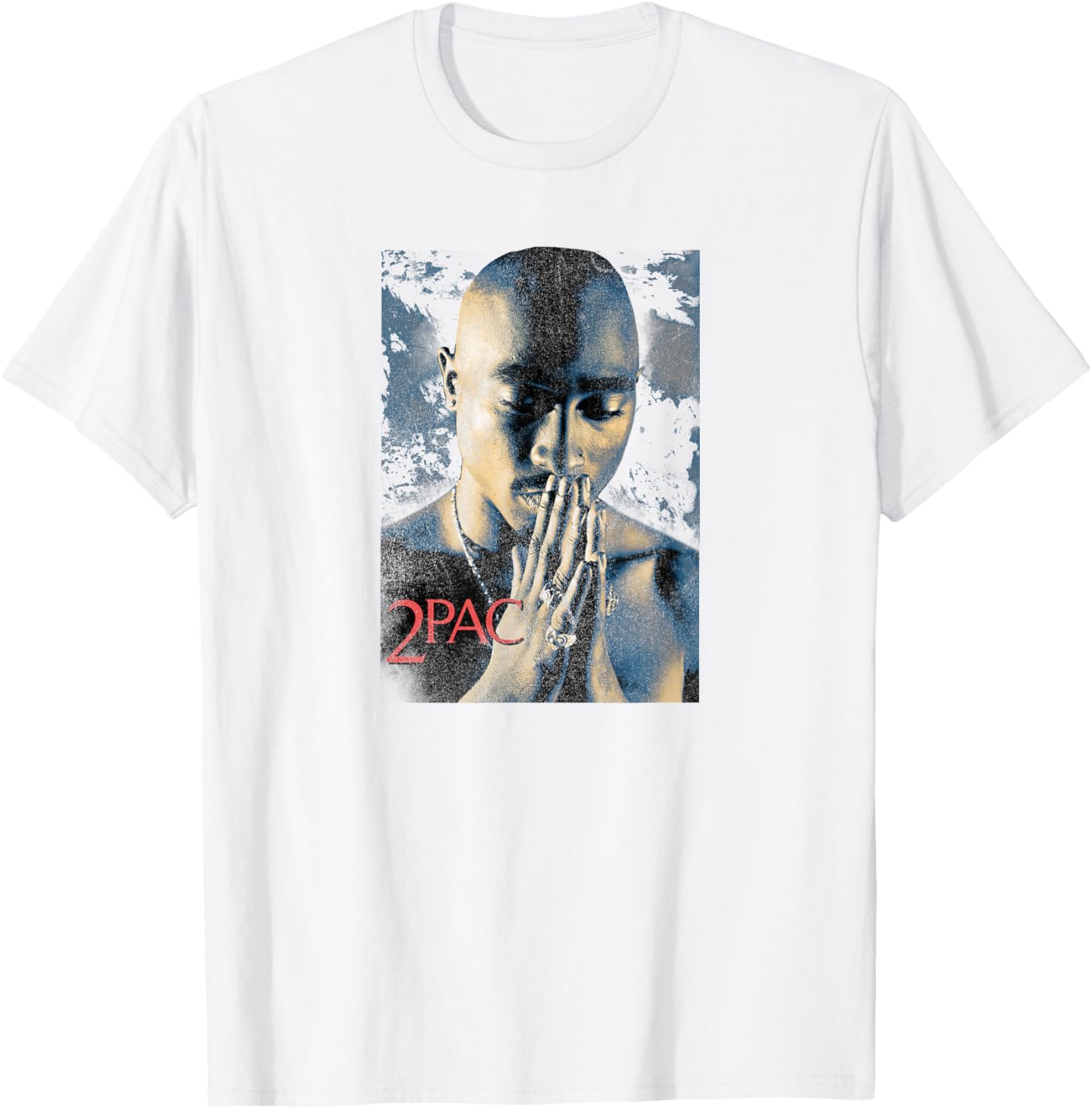 Tupac Shakur Grunge Praying Black Short Sleeve T-Shirt for Kids - 1
