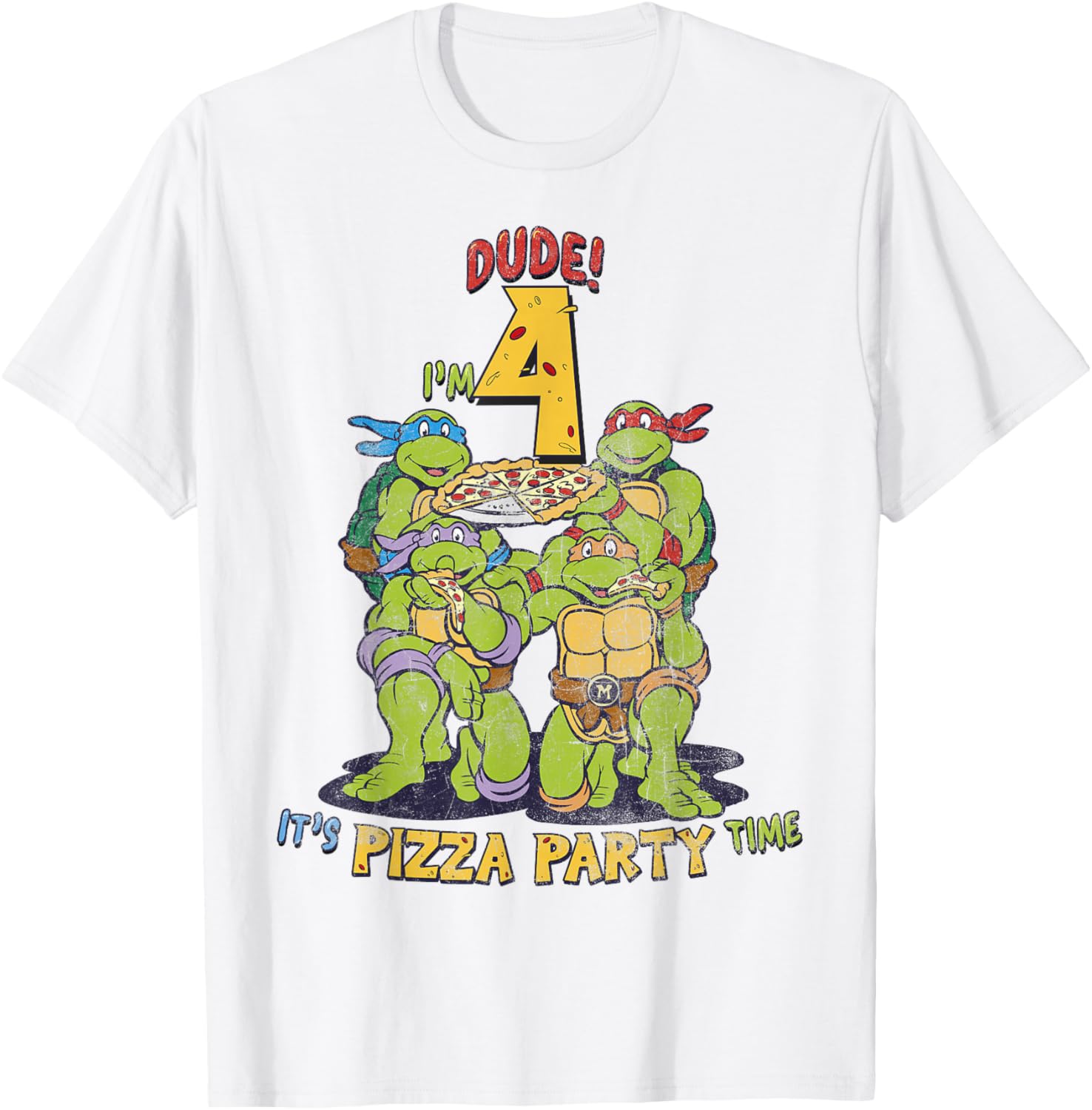 Teenage Mutant Ninja Turtles Pizza Party T-Shirt for Kids Age 4 - 1