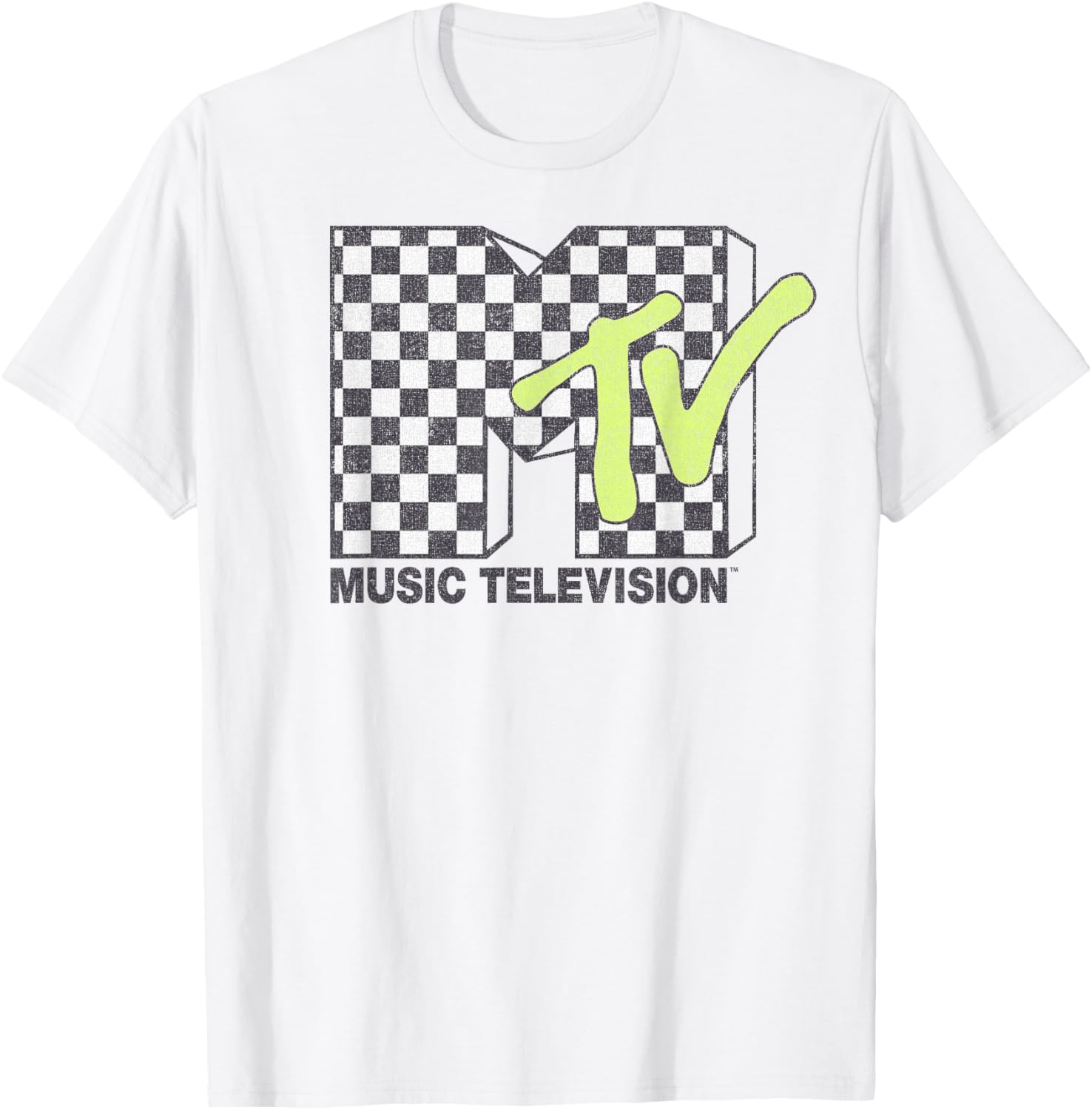 MTV Checkerboard Logo Fill T-Shirt for Trendy Music Lovers - 1