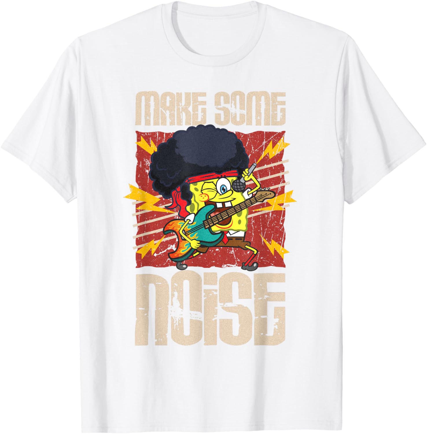 Mademark SpongeBob Make Some Noise Rock and Roll Retro T-Shirt - 7