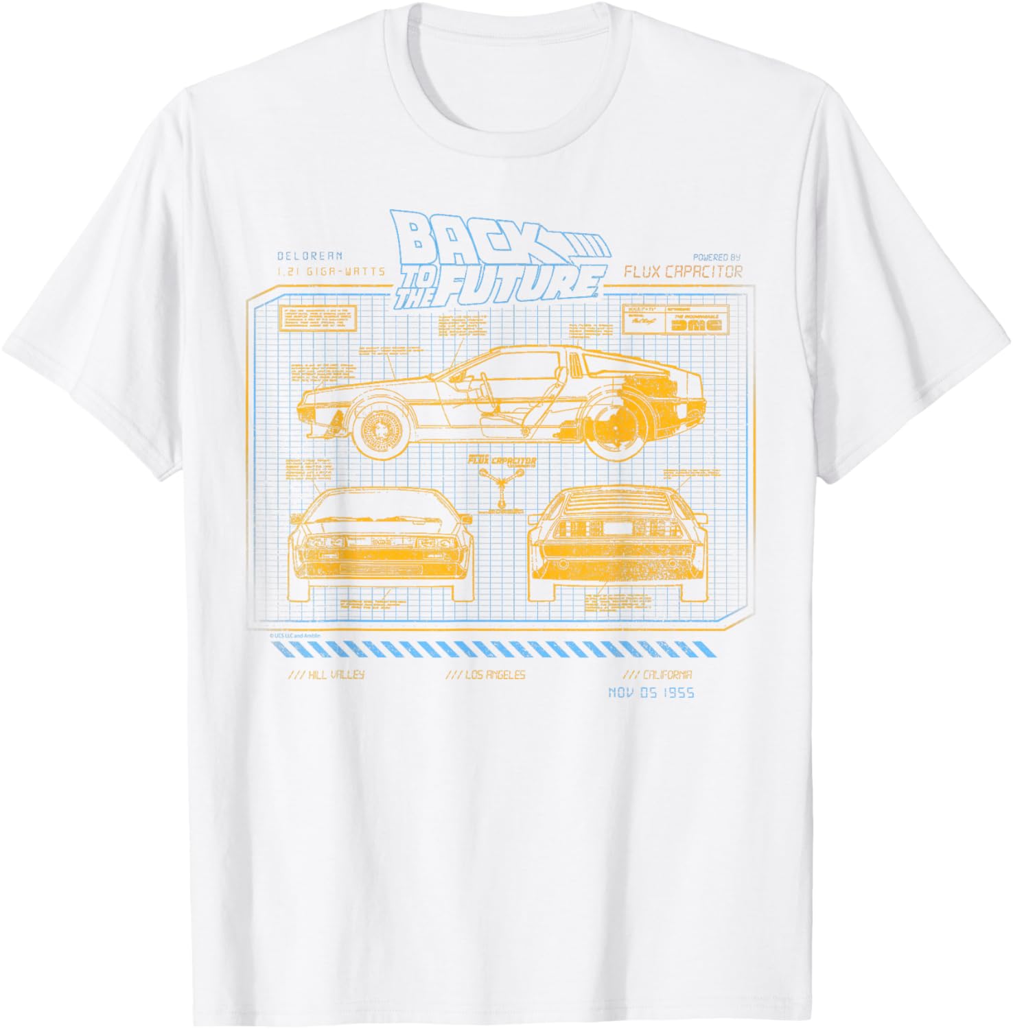 Back To The Future DeLorean Schematics T-Shirt for Fans and Collectors - 10