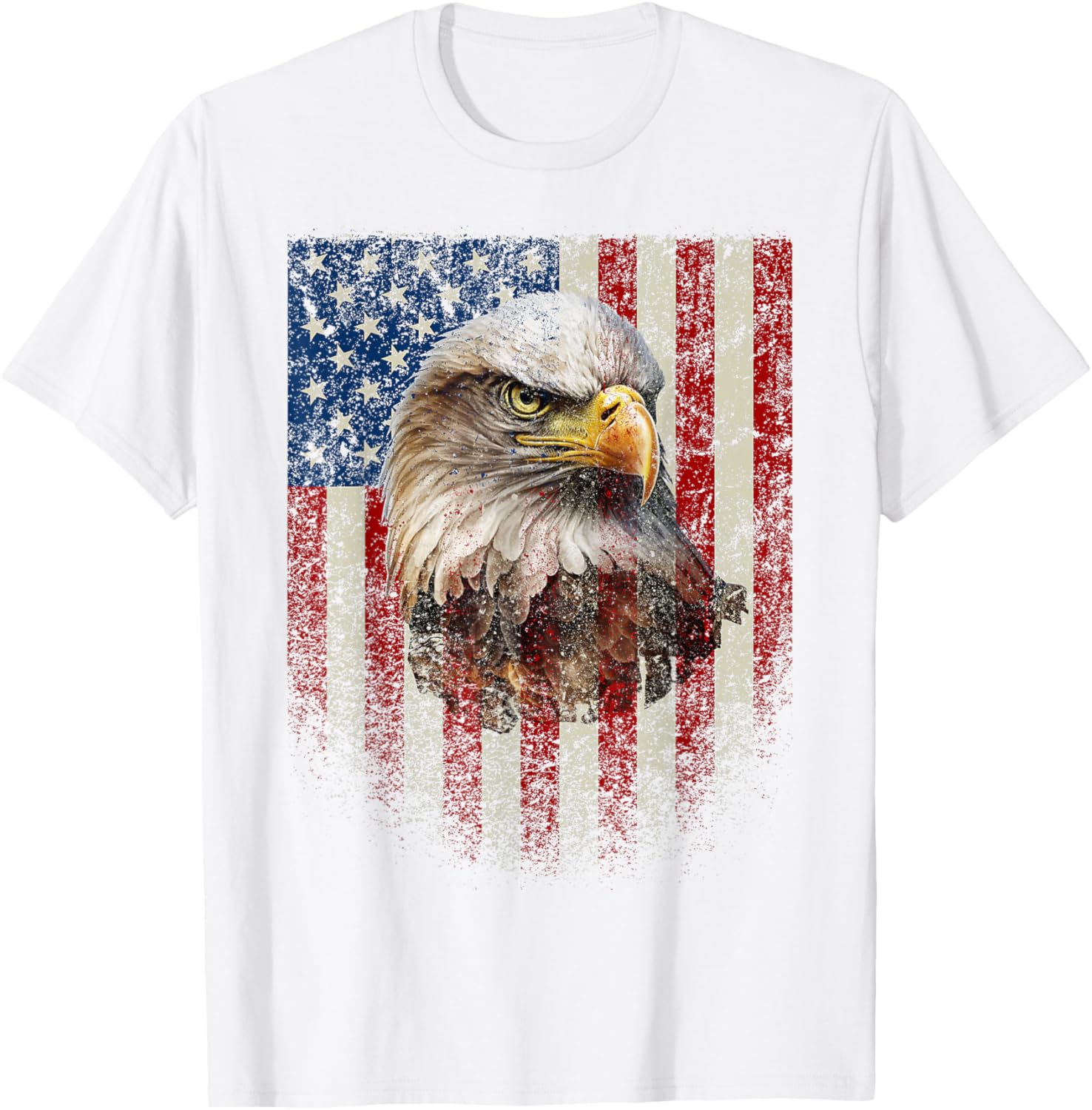 American Flag Bald Eagle T-Shirt Patriotic Red White Blue Apparel - 17