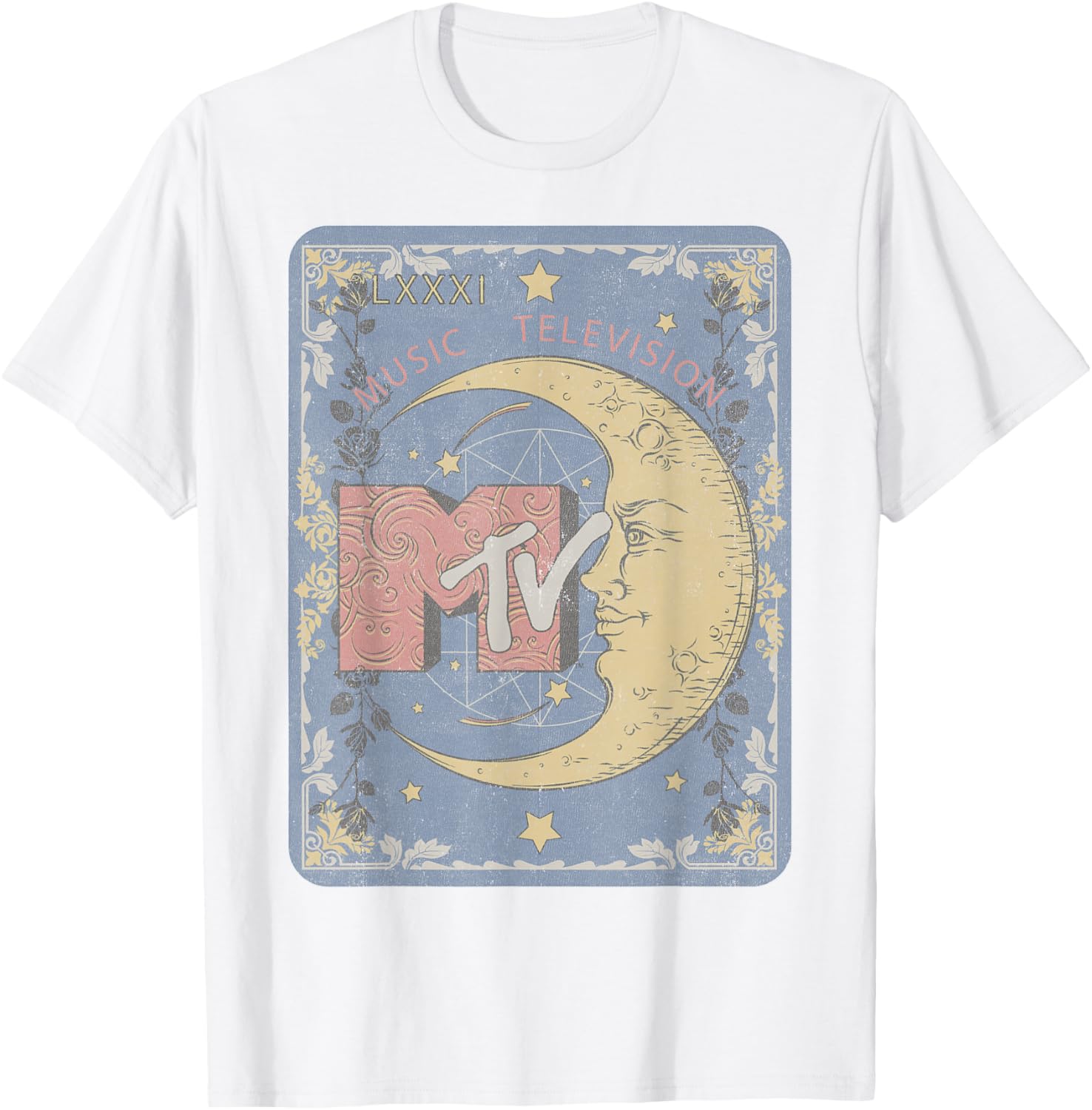 MTV Music Television Tarot Card T-Shirt with Crescent Moon Design - 9
