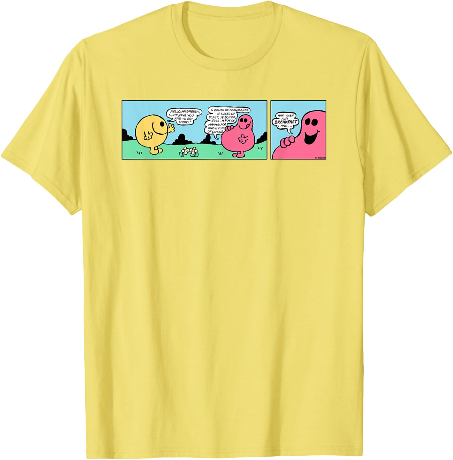 Mr Men Mr Greedy Retro Comic Book T-Shirt Colorful Fun Apparel - 5