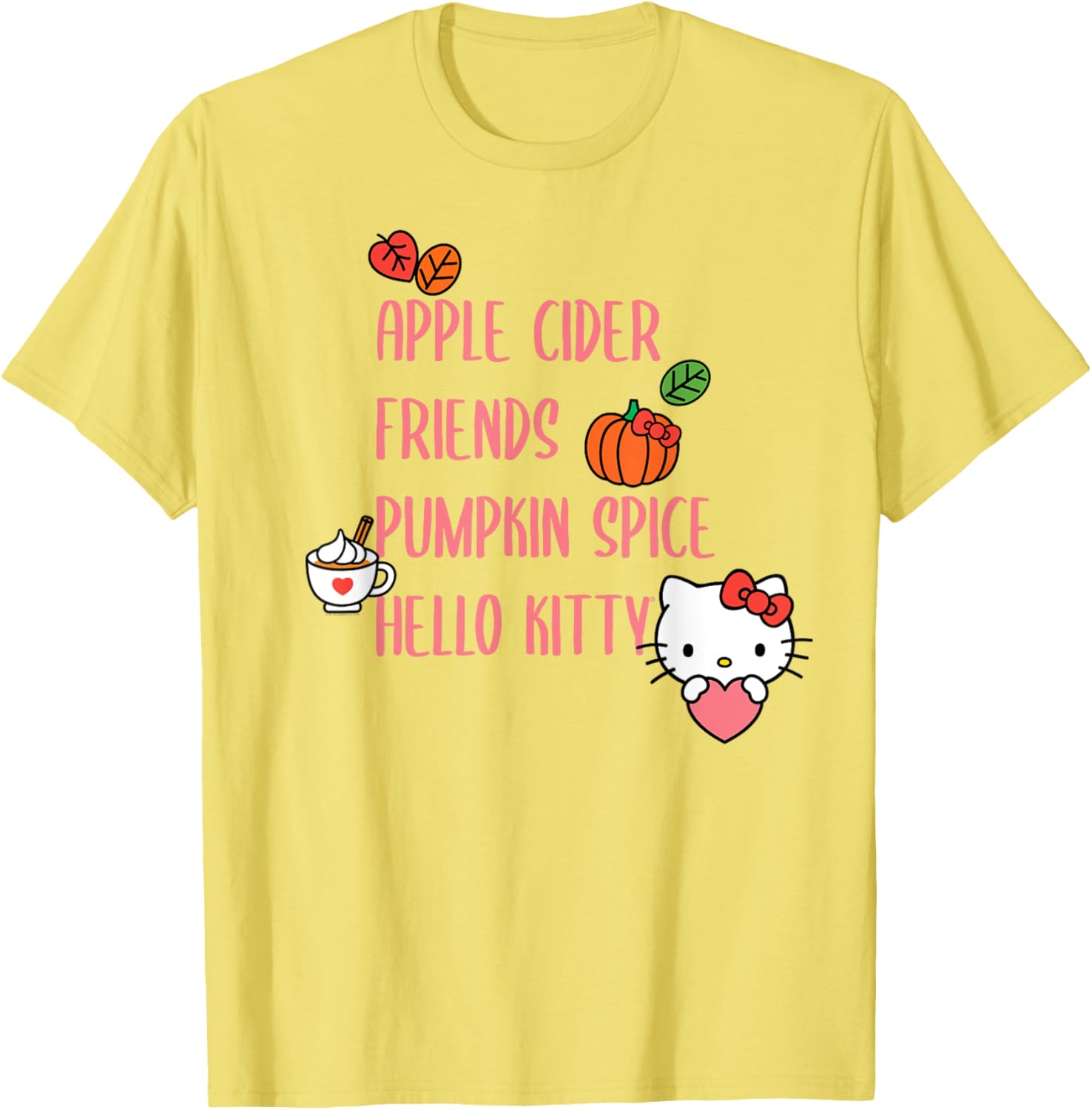 Cute Apple Cider Friends Pumpkin Spice Hello Kitty T-Shirt for Fall Fun - 8