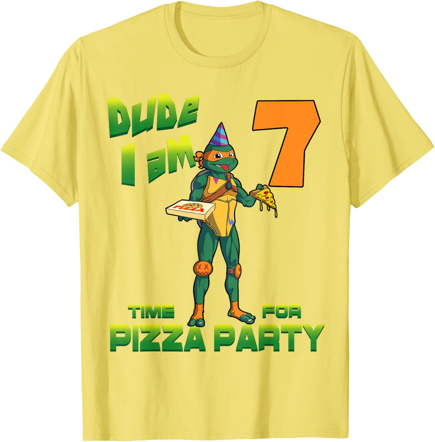 Mademark TMNT Michelangelo Pizza Party T-Shirt for 7 Year Olds - 1