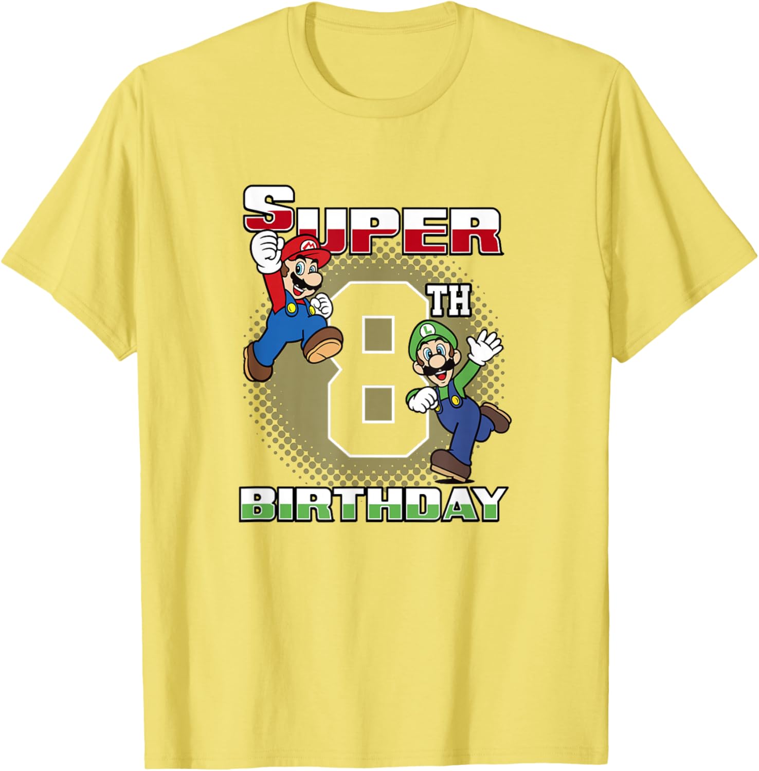 Super Mario Bros Birthday T-Shirt for 8th Birthday Fun with Mario & Luigi - 2