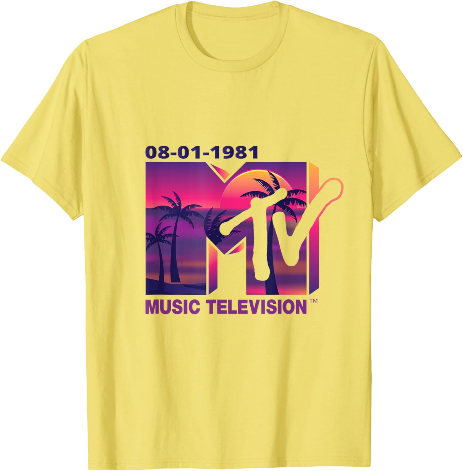 Mademark x MTV 1981 Logo T-Shirt with Purple Palms in Sunset Design - 7