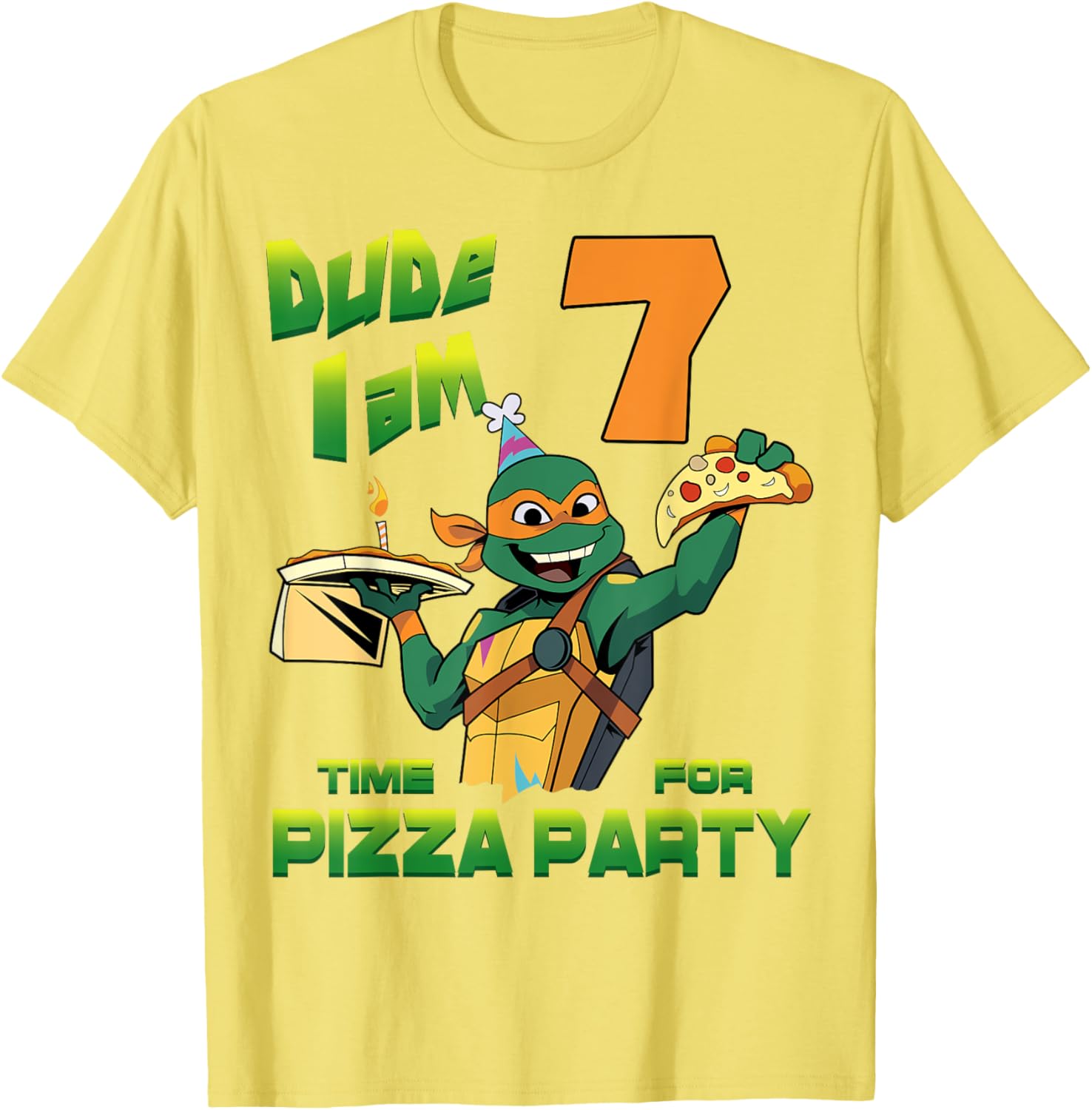 Mademark TMNT Birthday T-Shirt for Kids - Mikey Pizza Party 7 Years Old - 18