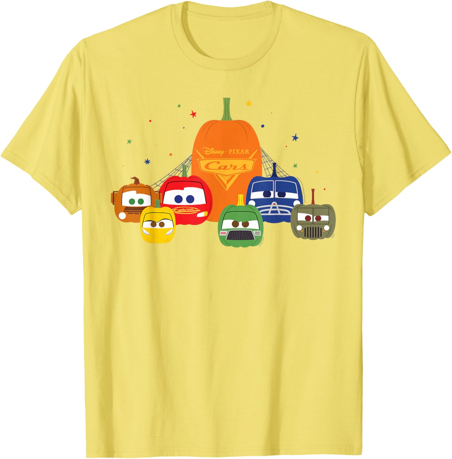 Disney Pixar Cars Halloween Pumpkin Group T-Shirt for Kids and Families - 8