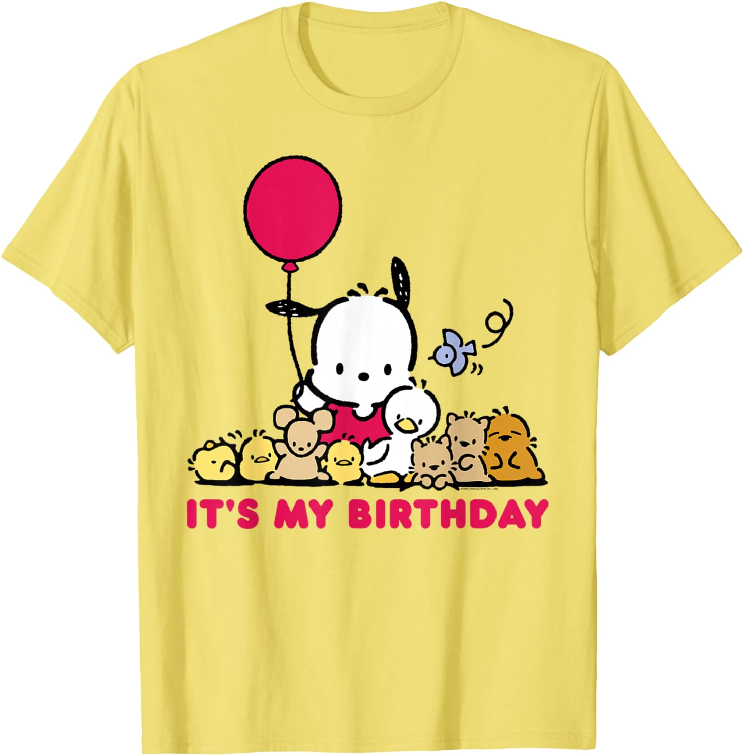 Pochacco Birthday T-Shirt for Adults, Grey Short Sleeve Classic Fit - 19