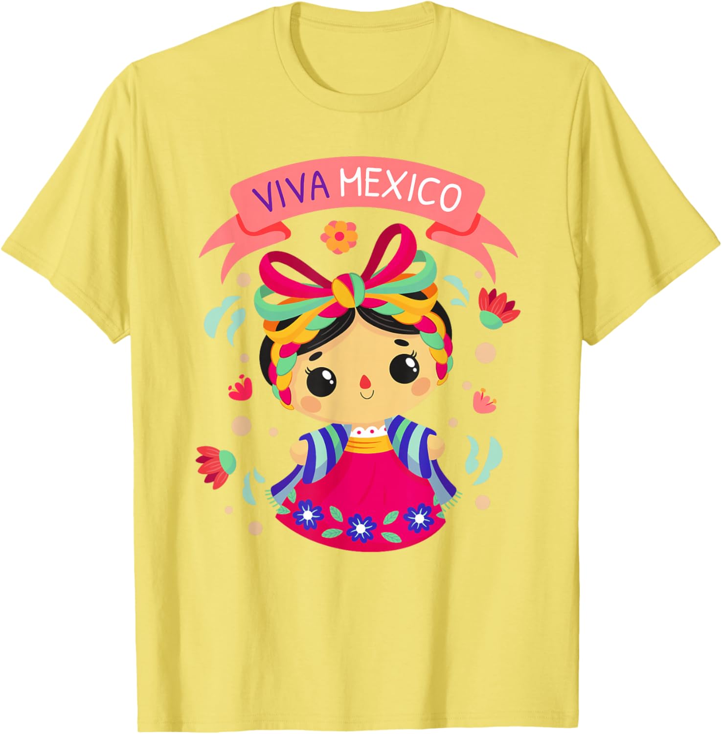 Viva Mexico Girls Floral Independence Day T-Shirt for Kids - 17