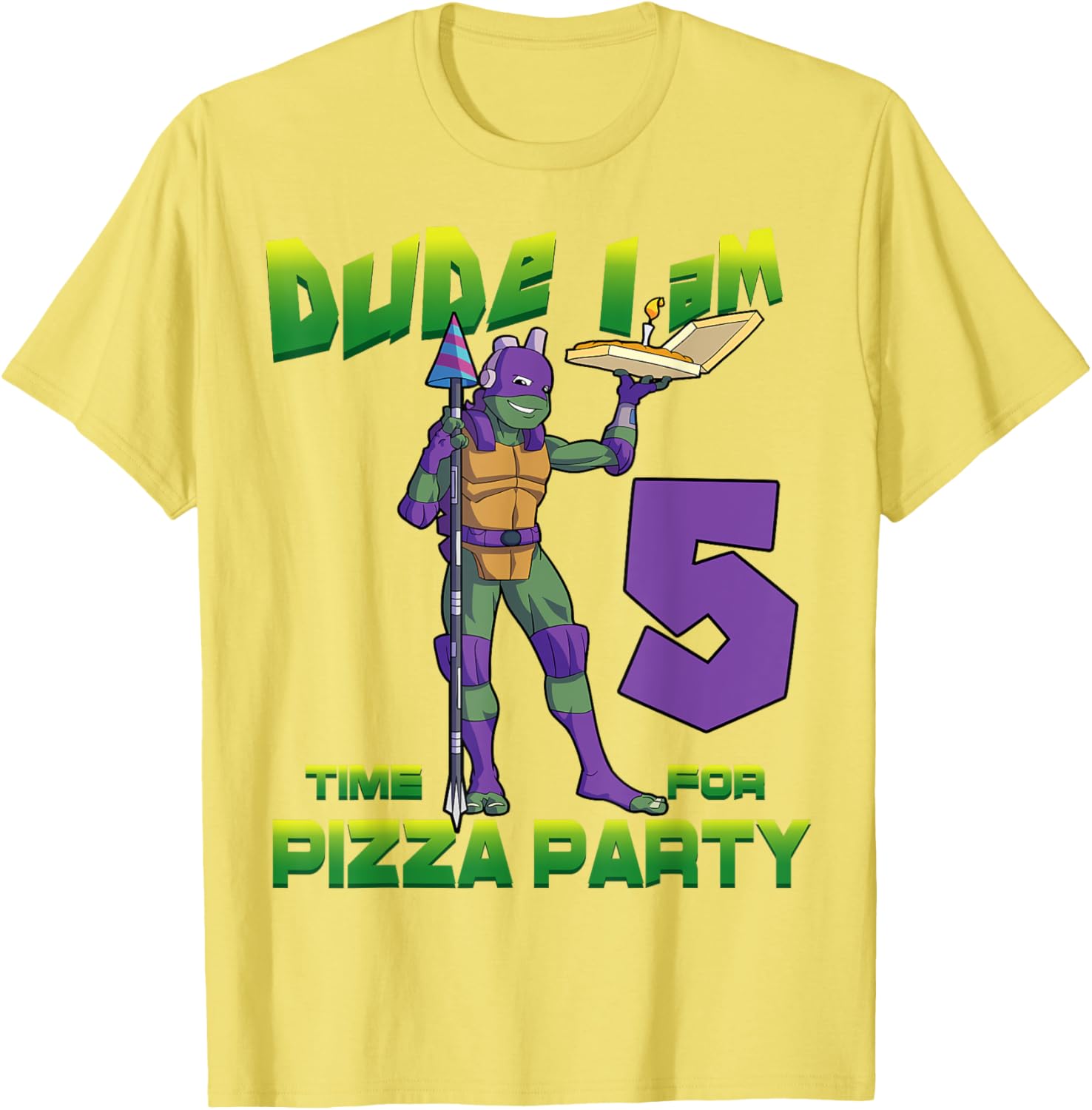Mademark x TMNT Donnie Pizza Birthday T-Shirt for 5 Year Olds - 17