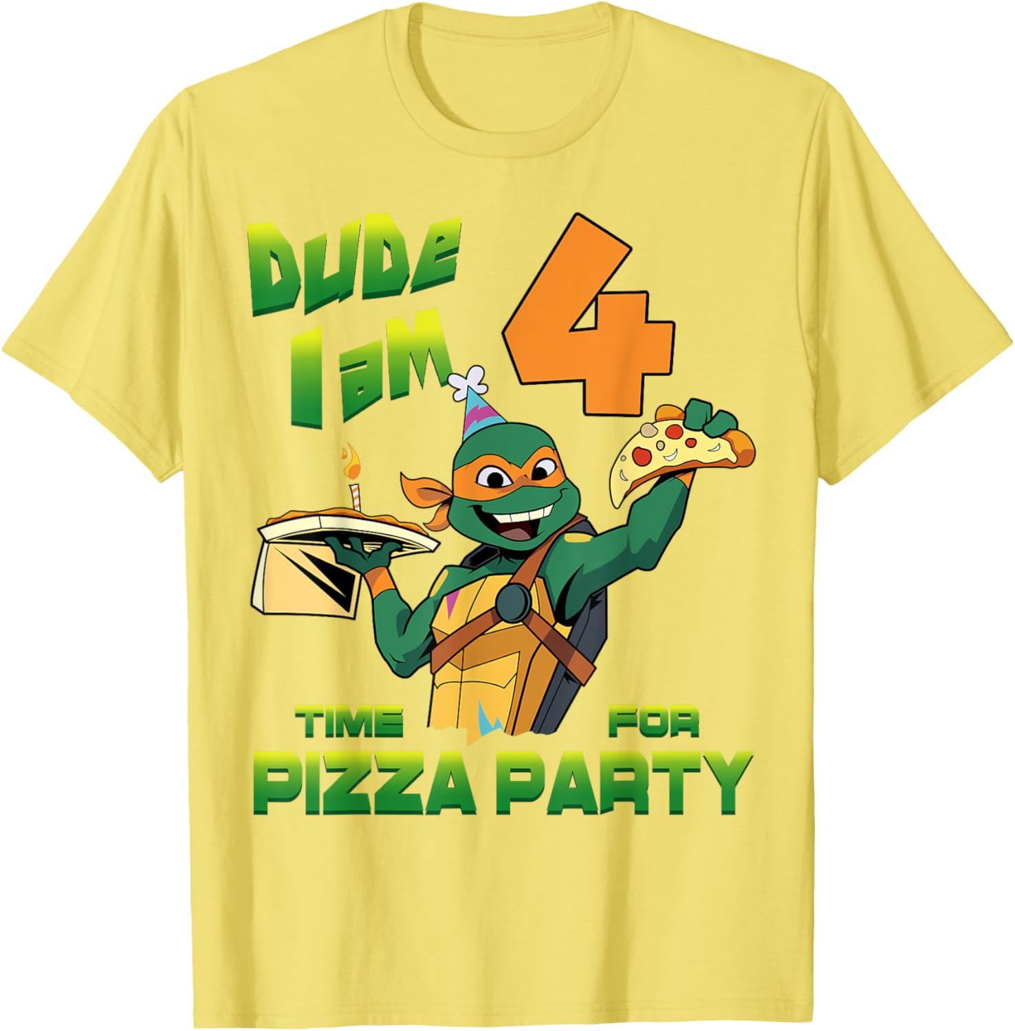 Mademark Teenage Mutant Ninja Turtles Mikey Pizza 4th Birthday T-Shirt - 5