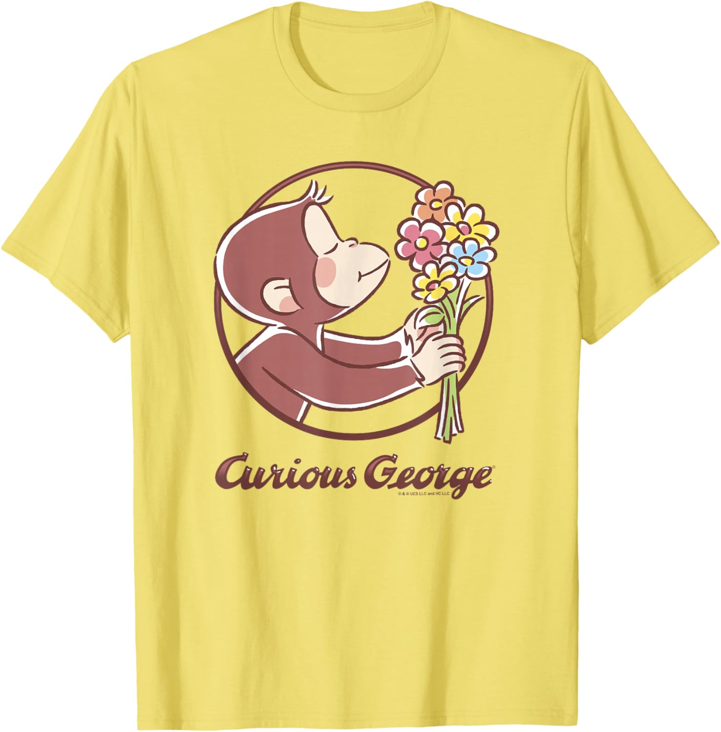 Curious George Flower Bouquet Poster T-Shirt for Fun and Style - 5