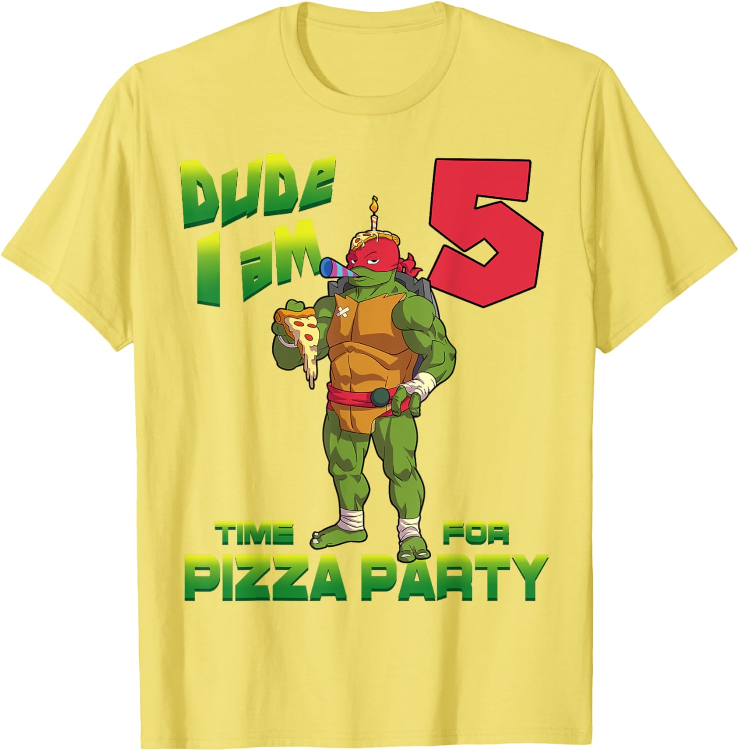 TMNT Raphael Pizza Birthday T-Shirt for 5 Year Old Party Fun - 10