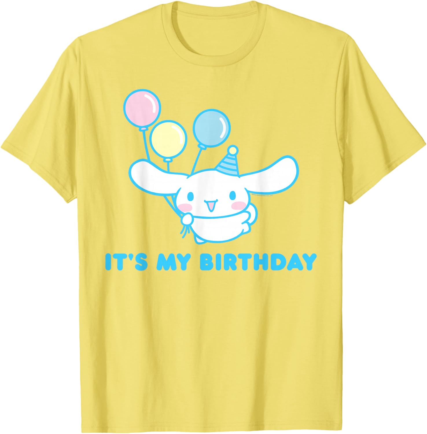 Sanrio Cinnamoroll Birthday T-Shirt for Adults - Blue Crew Neck Short Sleeve - 5