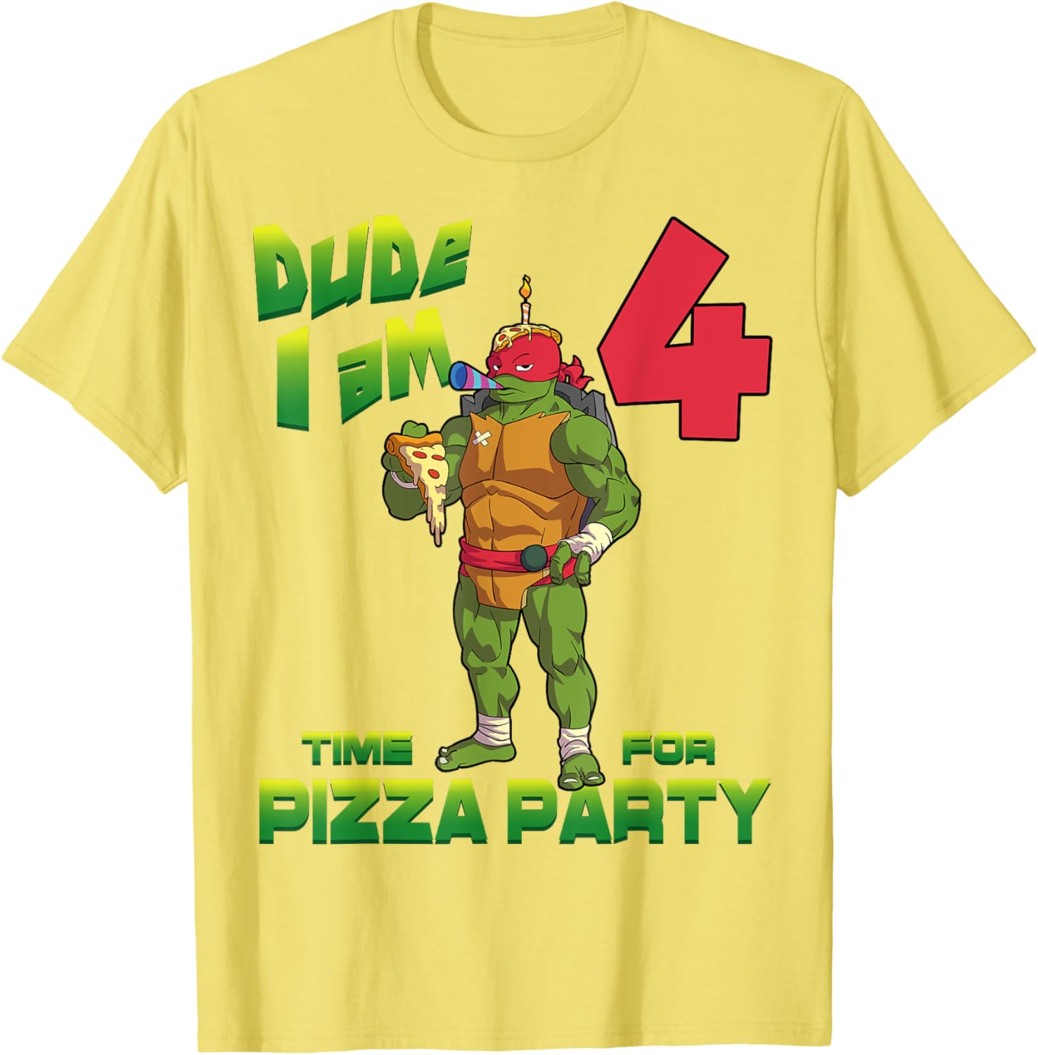 TMNT Raph Pizza Birthday Party T-Shirt for 4 Year Olds - Fun Kid's Clothing - 11