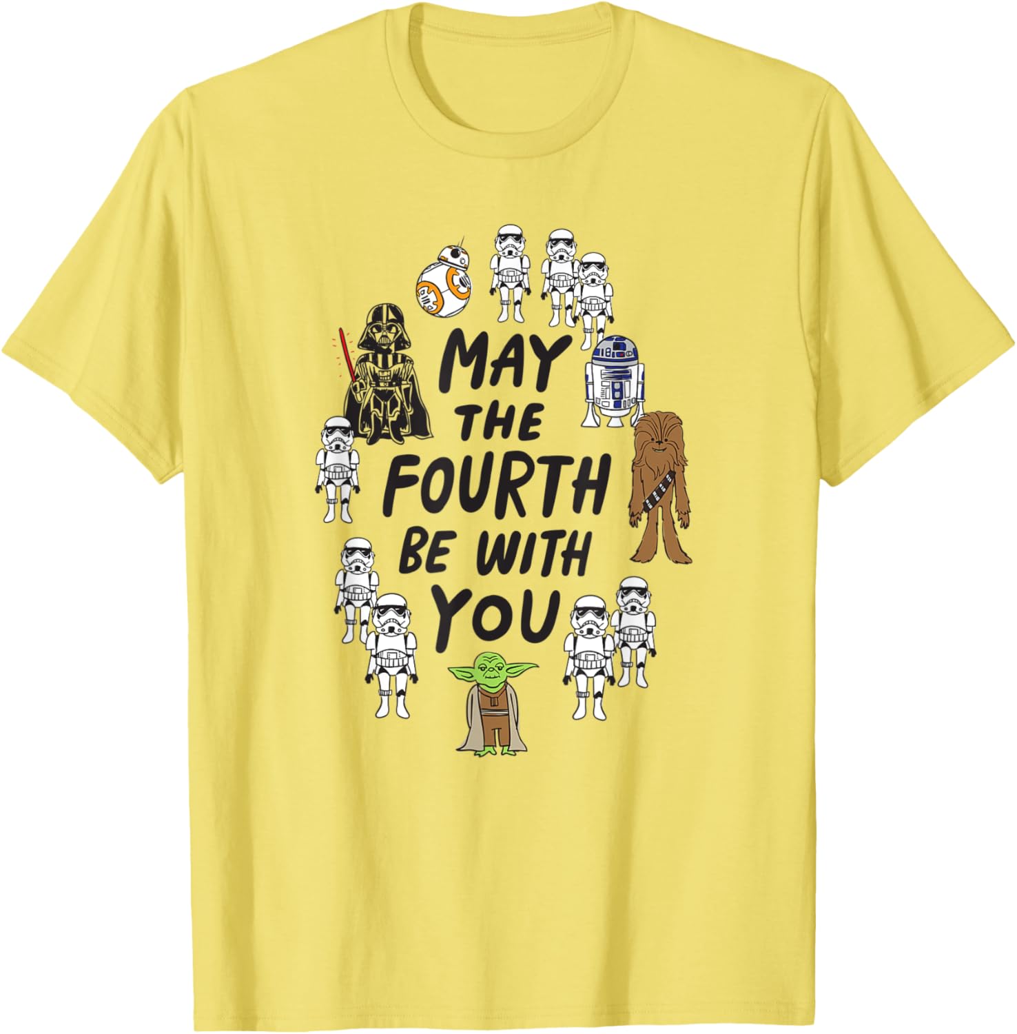 Star Wars Boys May the Fourth Doodle Characters T-Shirt in White Small - 3