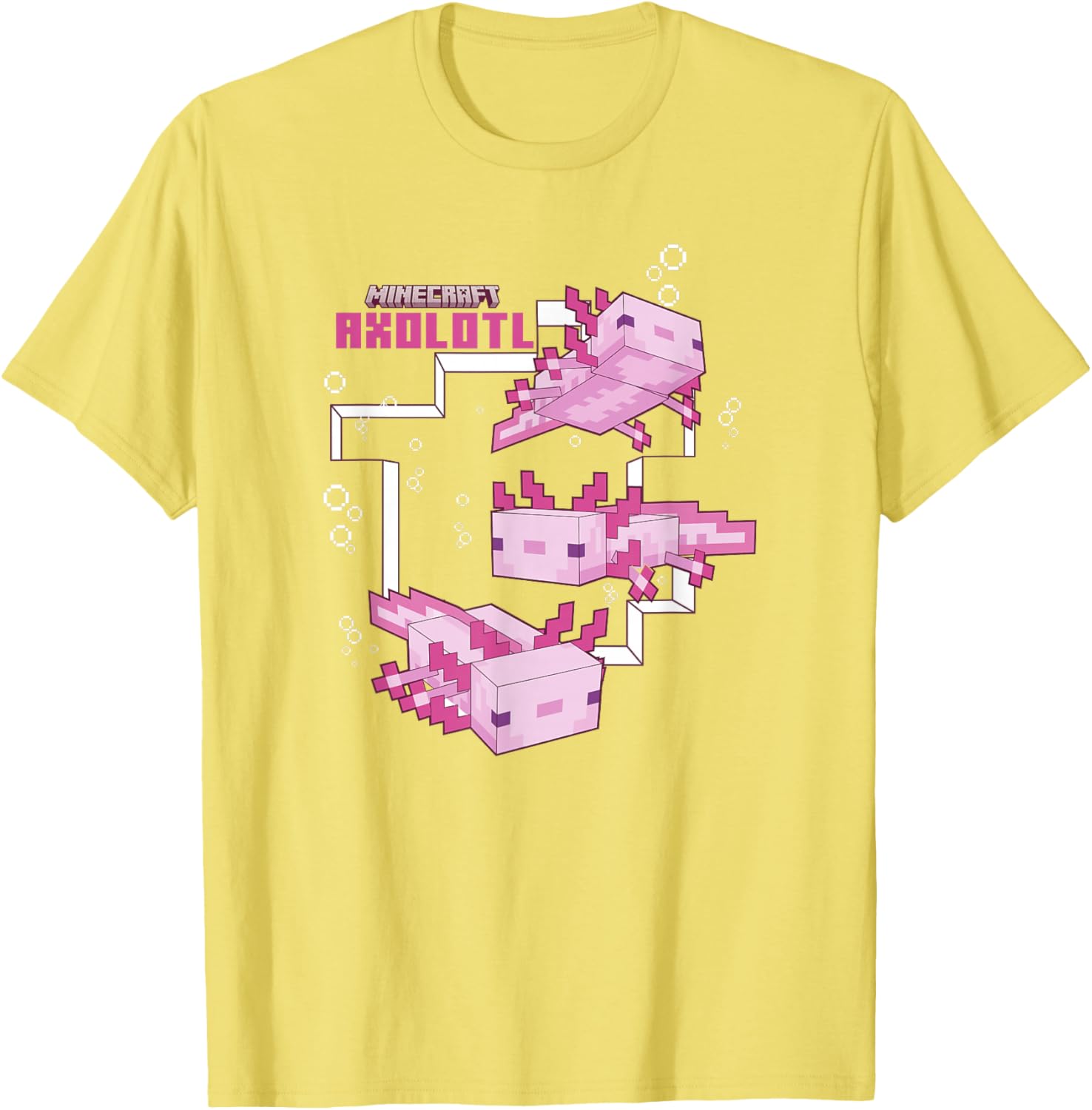 Cute Minecraft Pink Axolotl Pond T-Shirt for Kids and Adults - 12