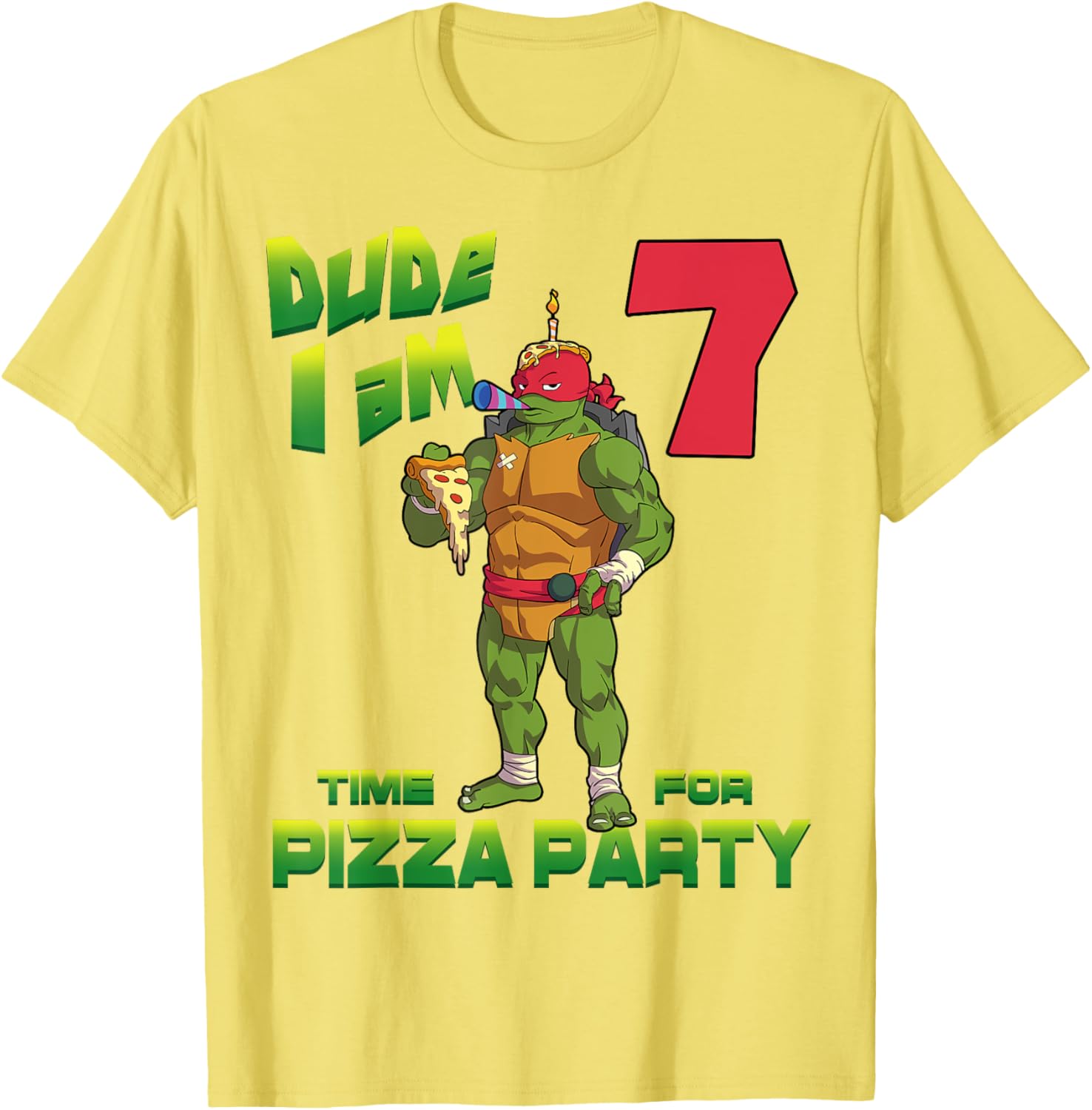 Mademark TMNT Raphael Pizza Party T-Shirt for 7 Year Olds - 23