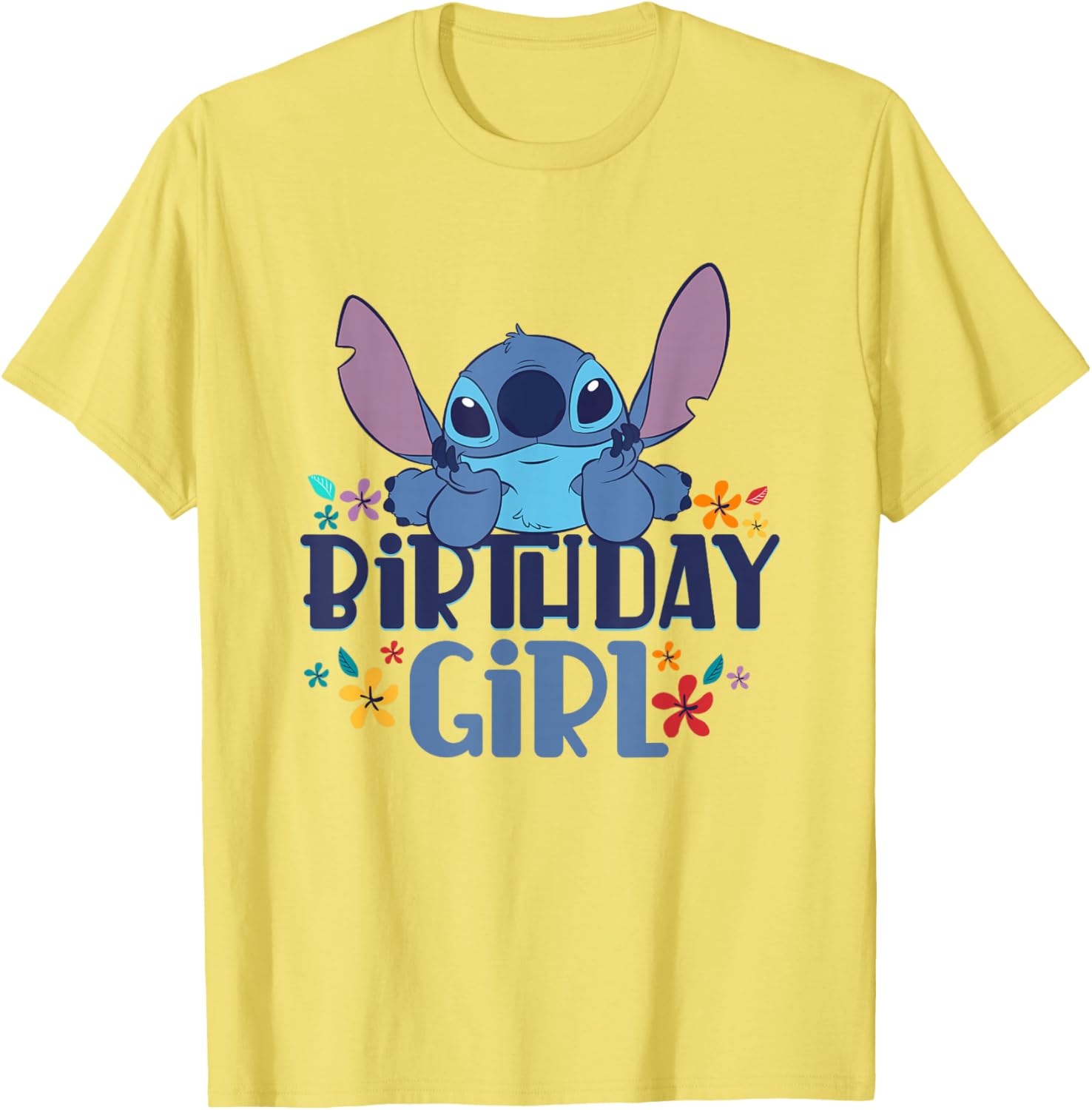 Disney Lilo & Stitch Birthday Girl Floral Logo T-Shirt for Kids - 7
