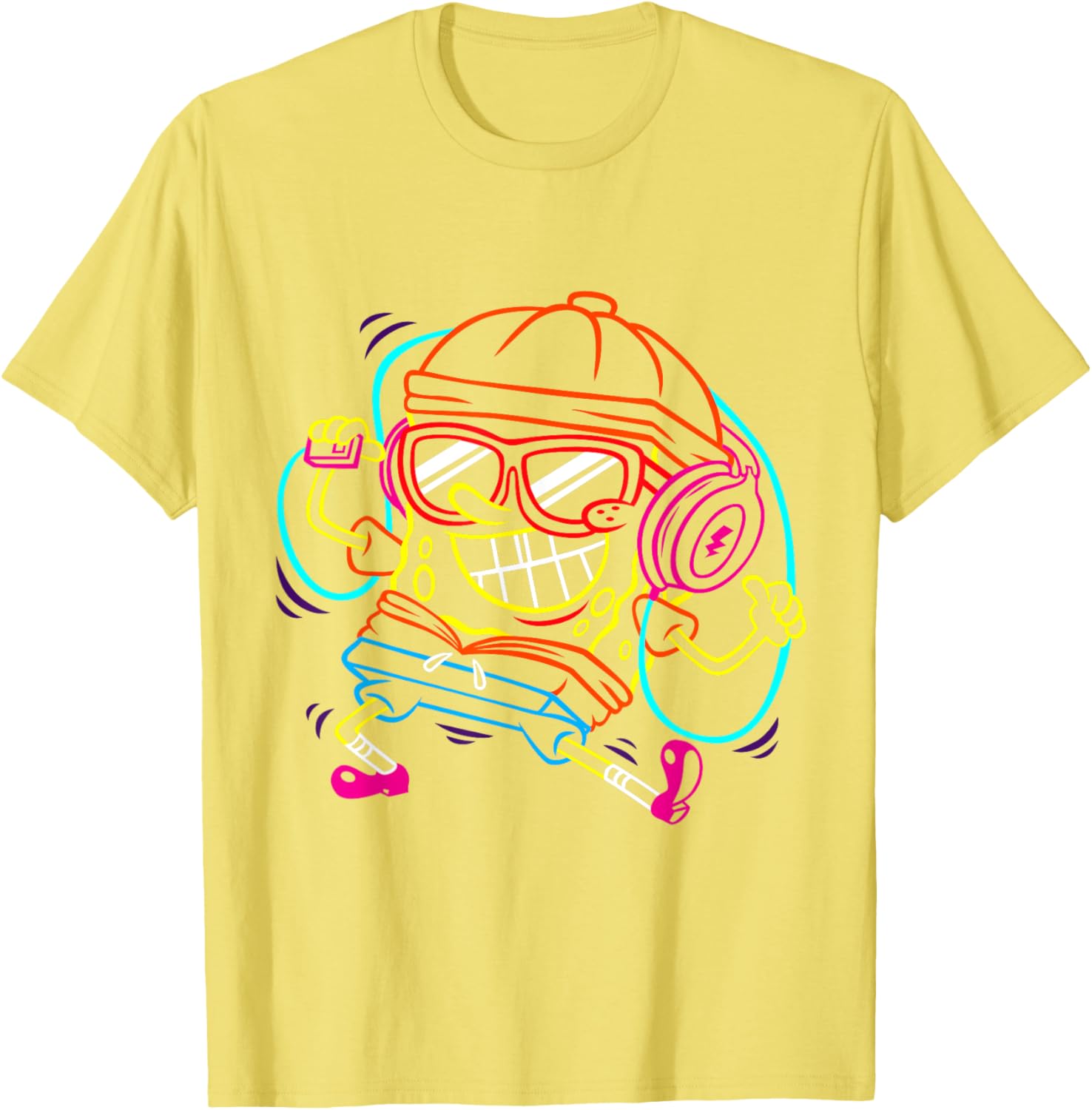 Mademark x SpongeBob Hip Hop Art Music Headset T-Shirt for Cool Style - 1