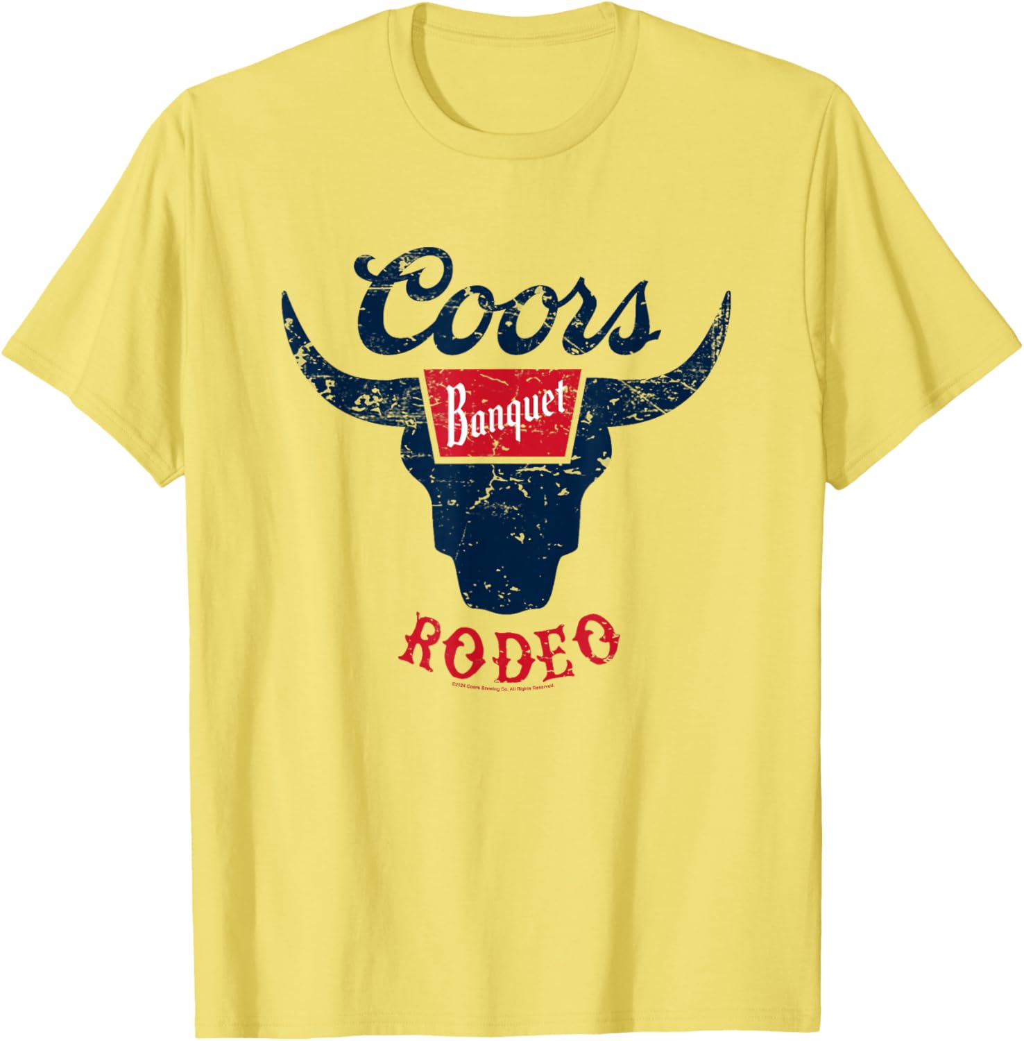 Coors Banquet Rodeo Bull Horns Distressed Badge T-Shirt for Fans - 1
