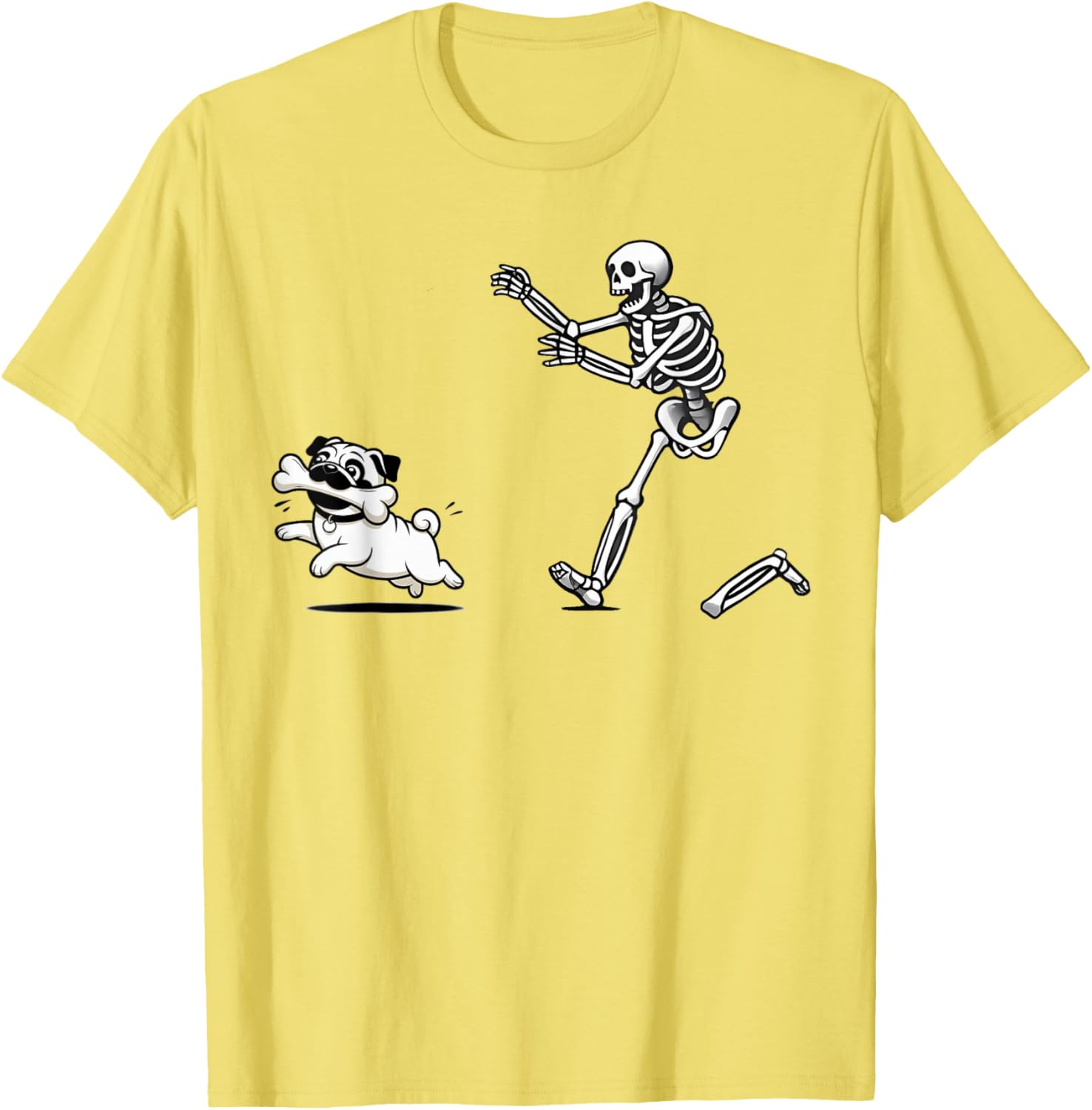 Funny Pug Stealing Bone from Skeleton T-Shirt for Dog Lovers - 18