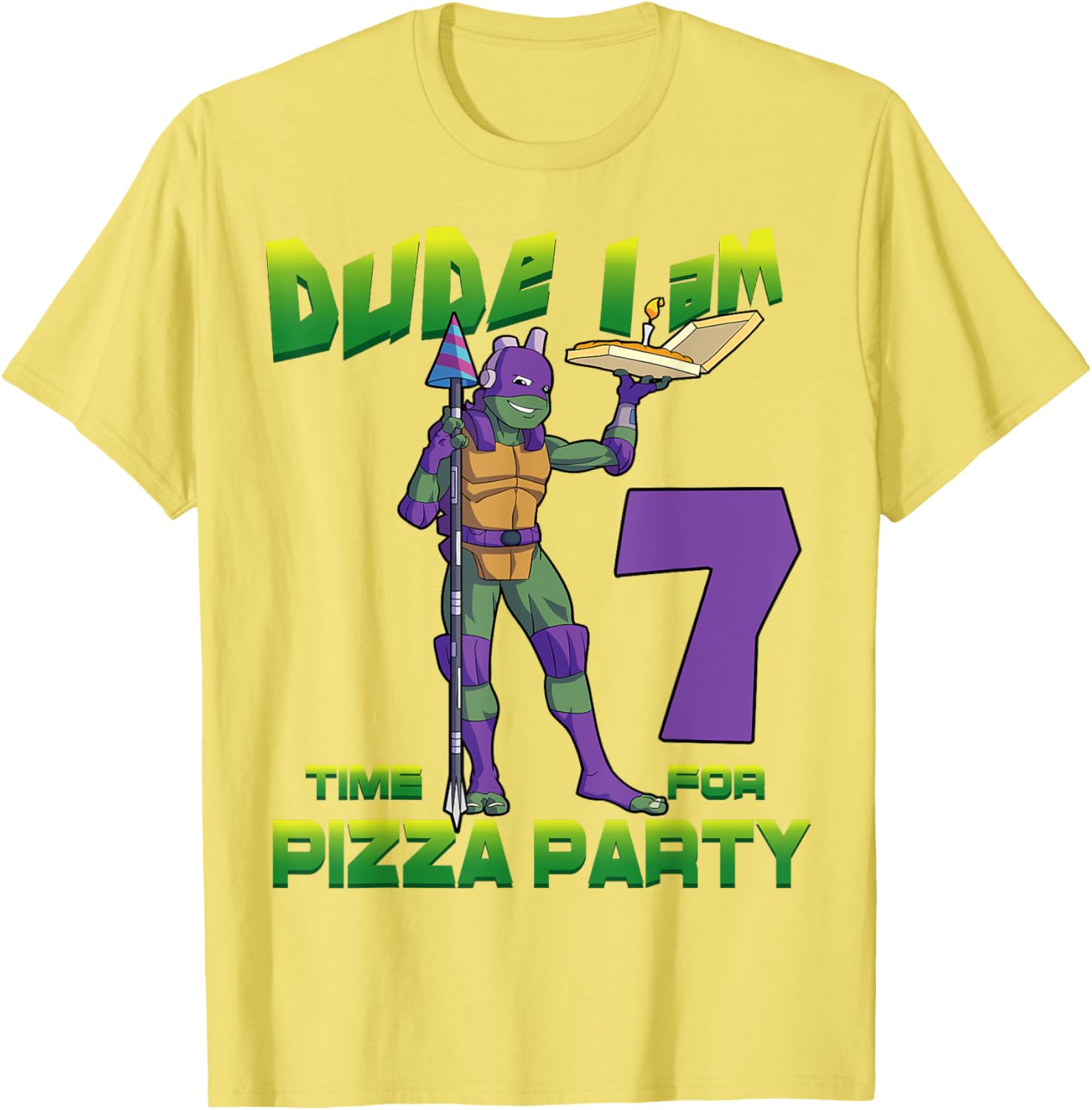 Cool TMNT Donatello Pizza Birthday Party T-Shirt for 7 Year Old Boys - 14