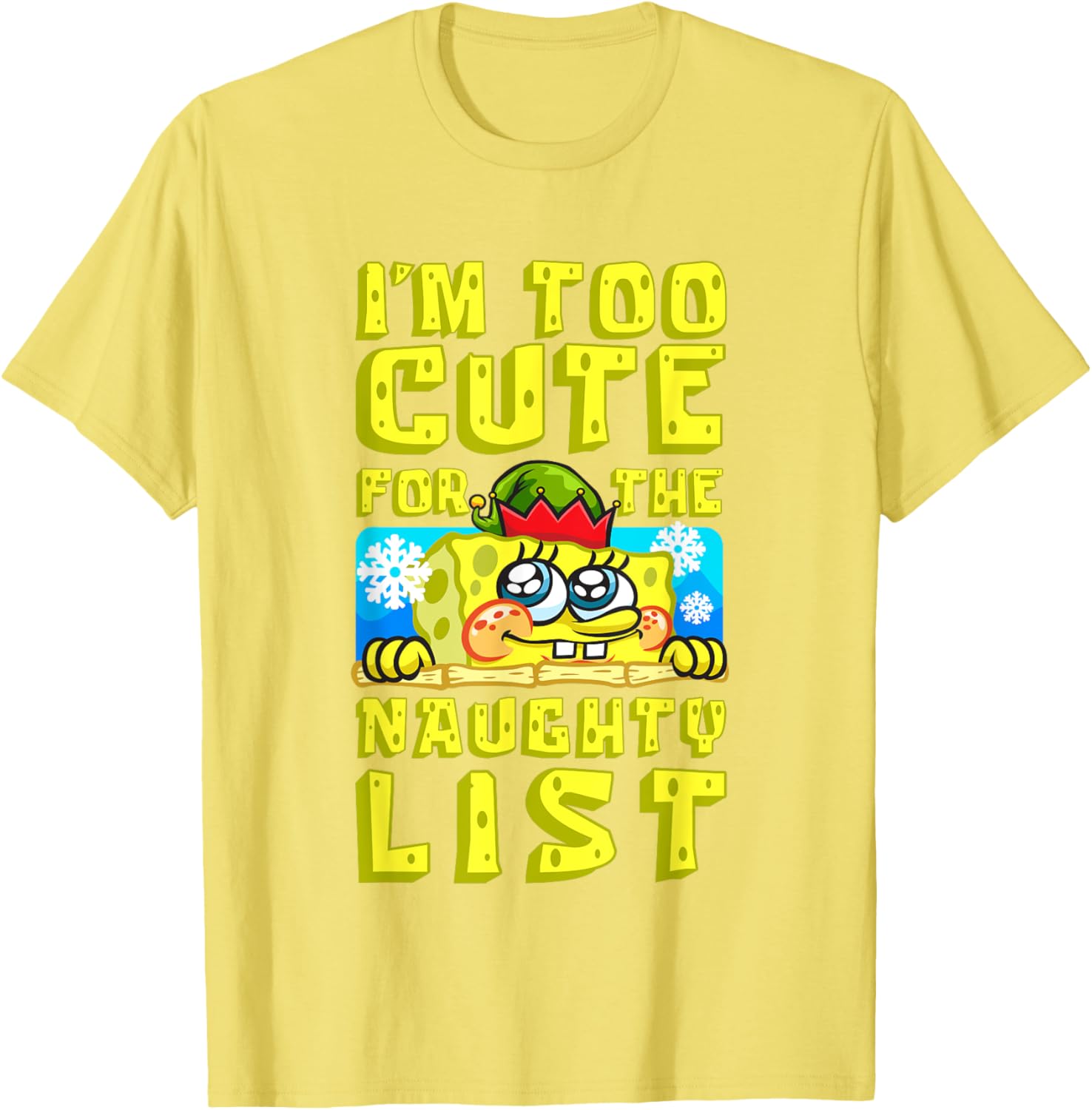 SpongeBob Christmas I'm Too Cute for the Naughty List T-Shirt Gift - 1