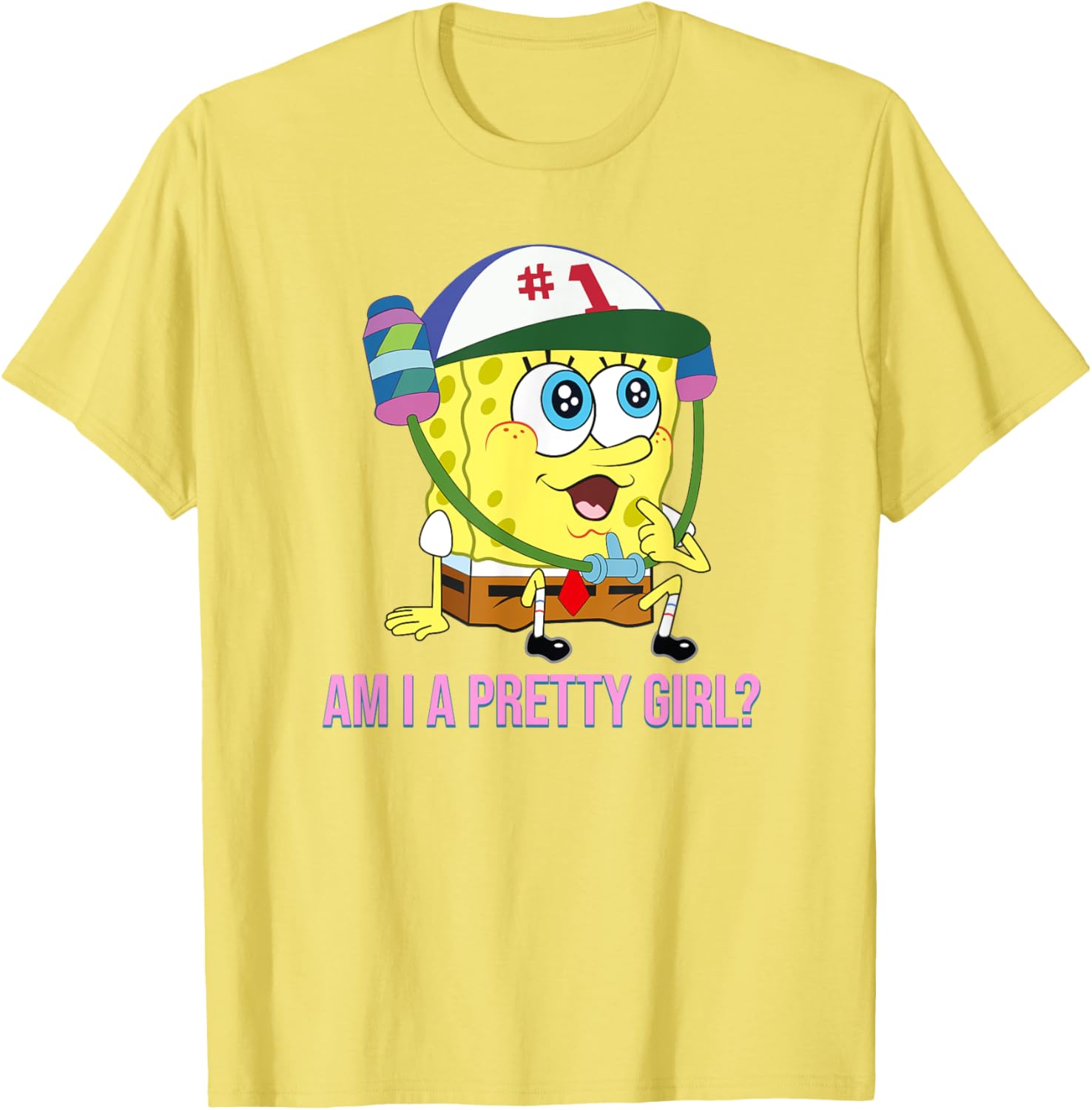 Cute SpongeBob SquarePants Am I a Pretty Girl T-Shirt for Fun Fashion - 14