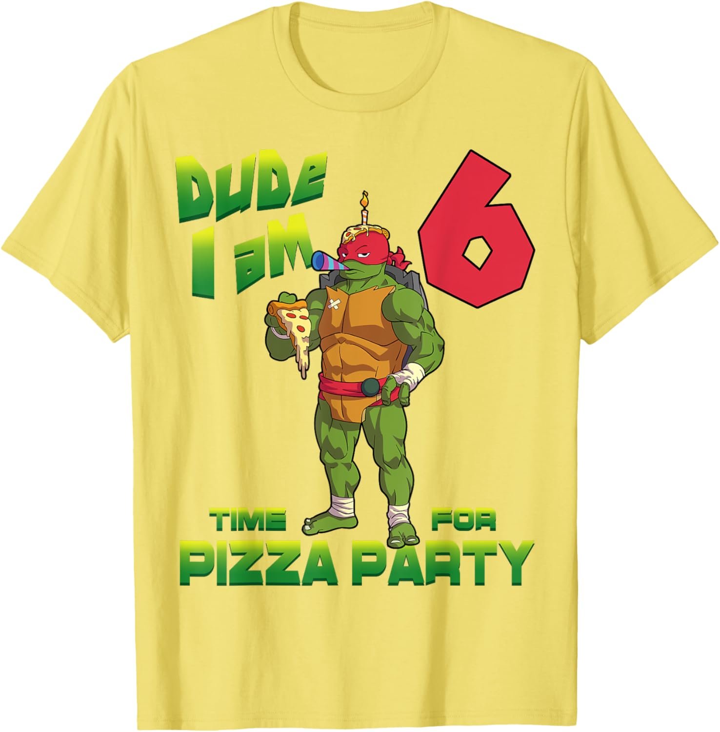 Mademark Ninja Turtles Raphael 6th Birthday Pizza Party T-Shirt - 25