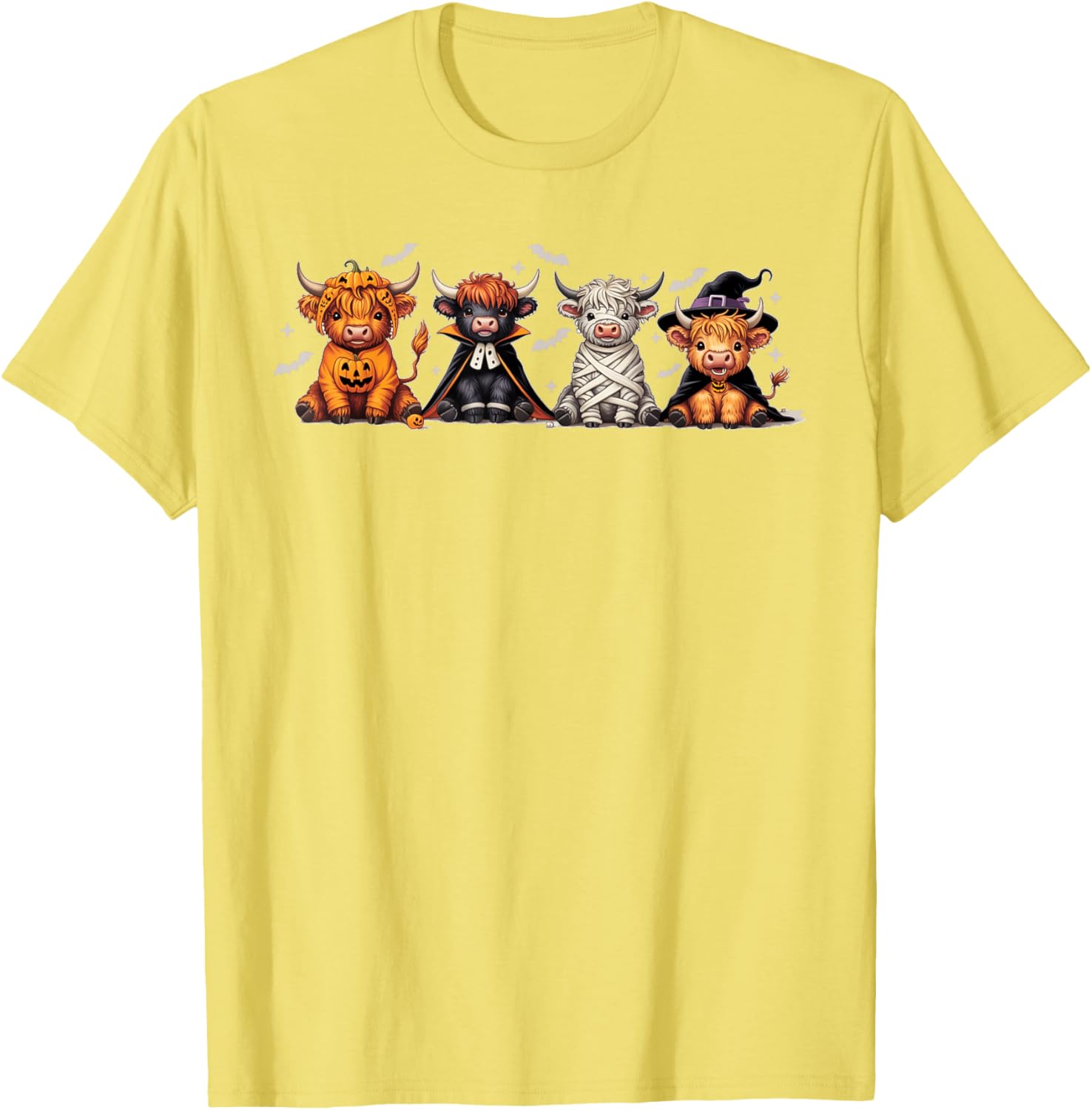 Spooky Halloween Highland Cow Cross Stitch T-Shirt for Festive Fun - 21