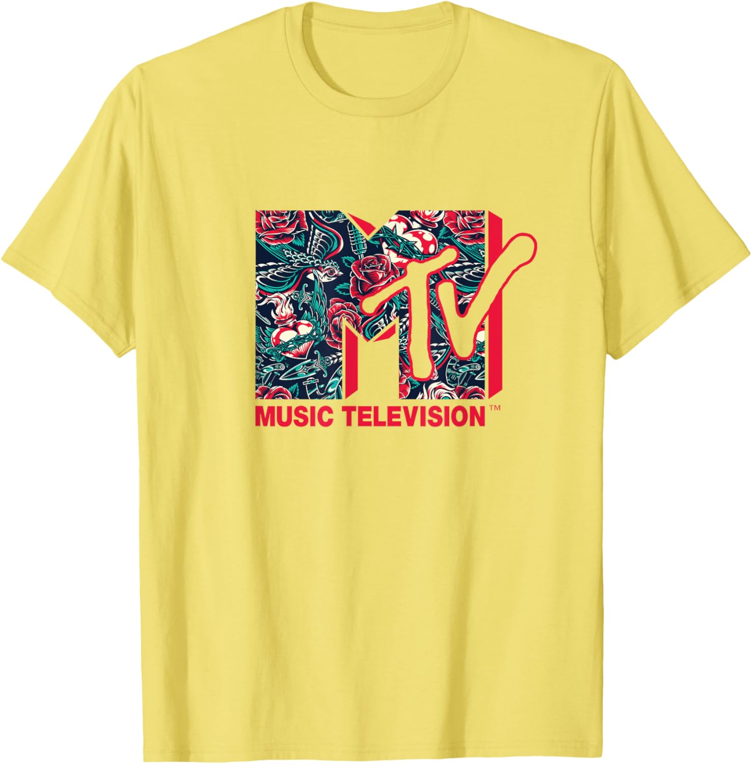 Mademark x MTV Official Logo Roses Tattoo Style T-Shirt for Fans - 15