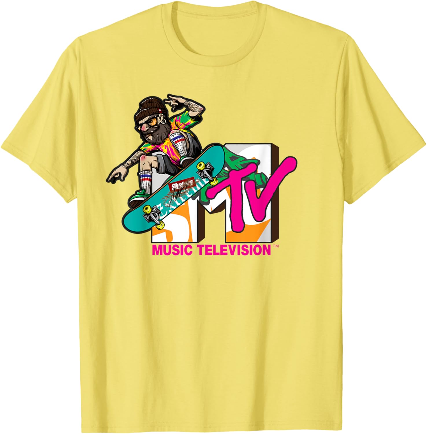 Mademark x MTV Hipster Skater T-Shirt - Trendy Logo Graphic Tee - 8