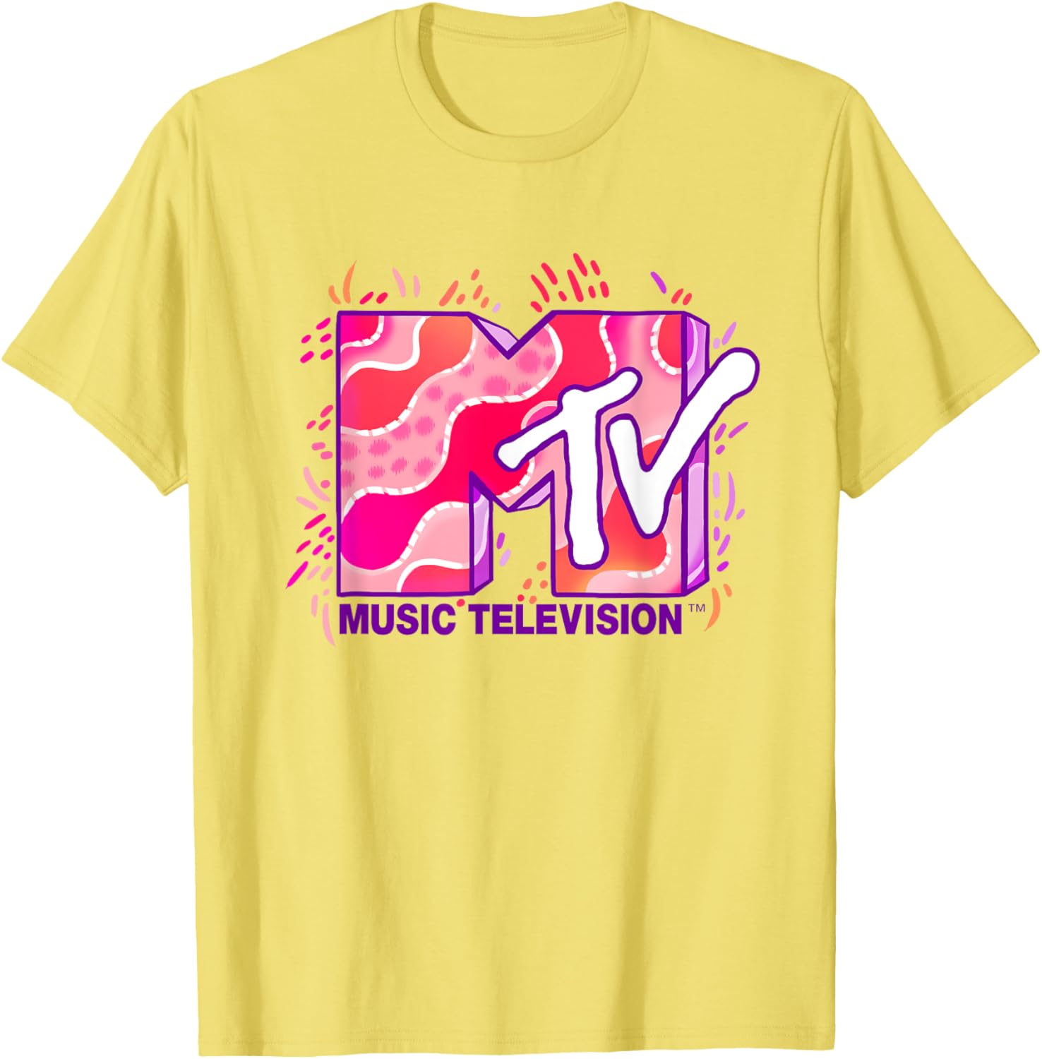 Mademark x MTV Funky Pink and Purple Waves Logo T-Shirt for Cool Style - 4