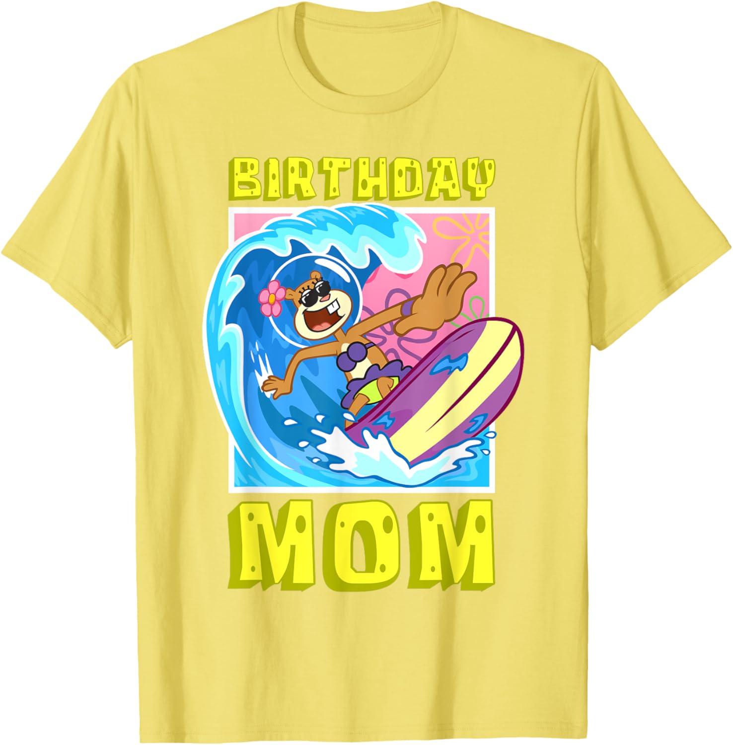 Sandy Birthday Mom Surfing SpongeBob T-Shirt Cool Gift for Moms - 1