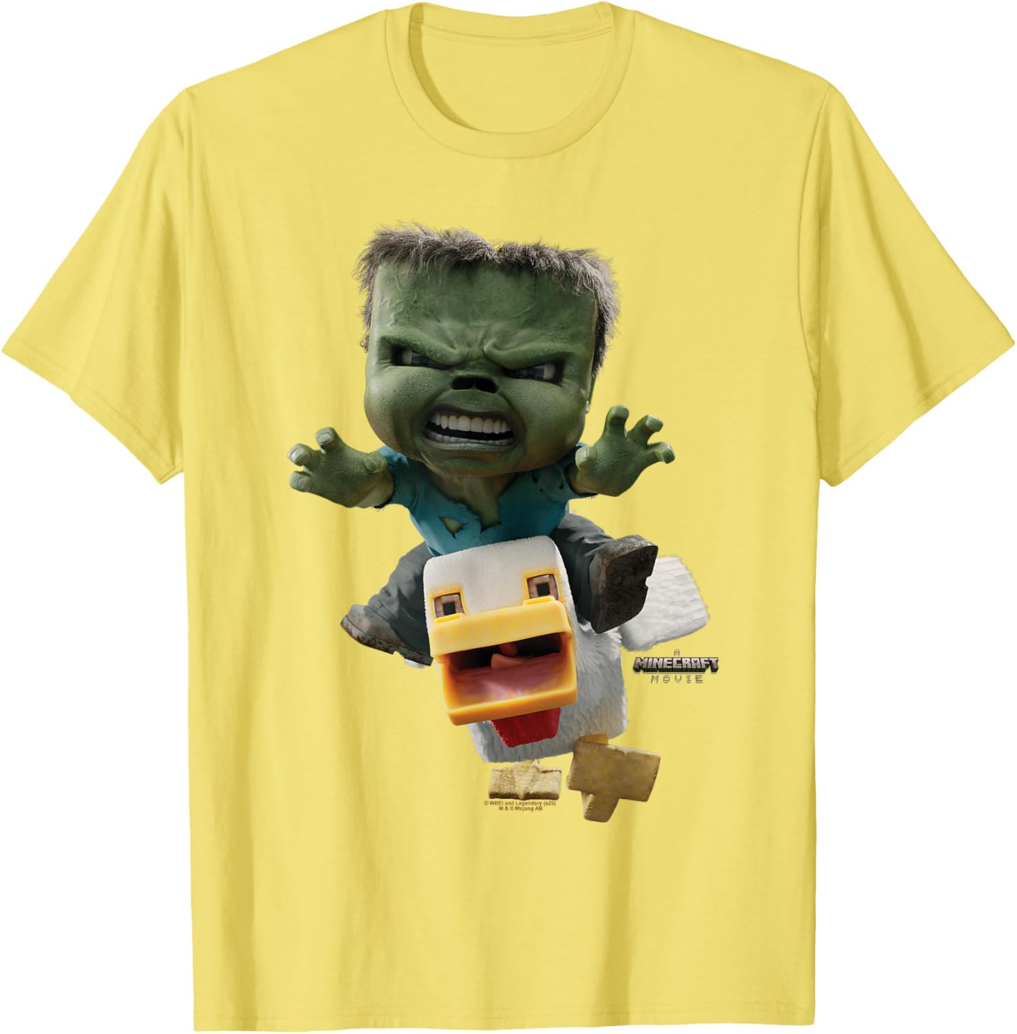 Cool Minecraft Movie Chicken Jockey Baby Zombie Attack T-Shirt for Kids - 10