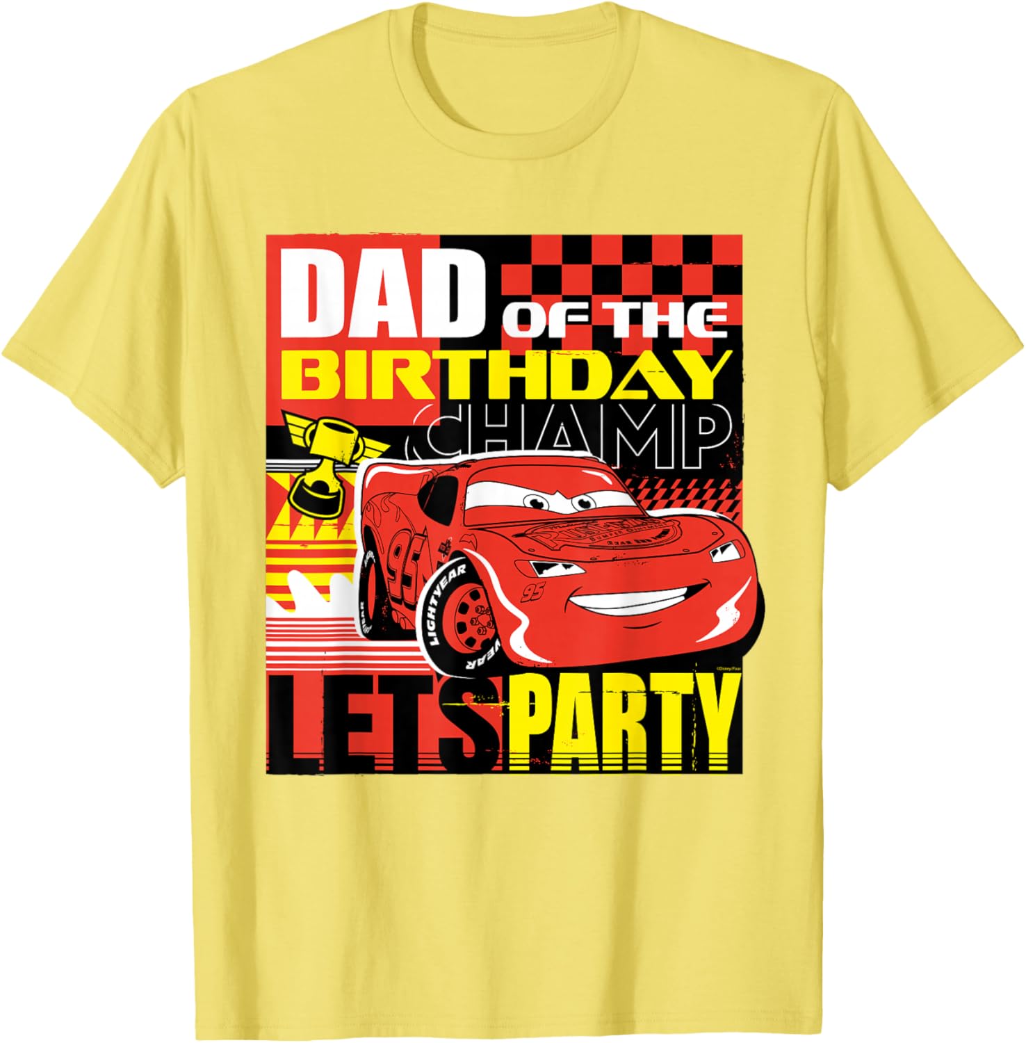 Disney Pixar Cars Dad of the Birthday Champ T-Shirt Fun Party Wear - 12